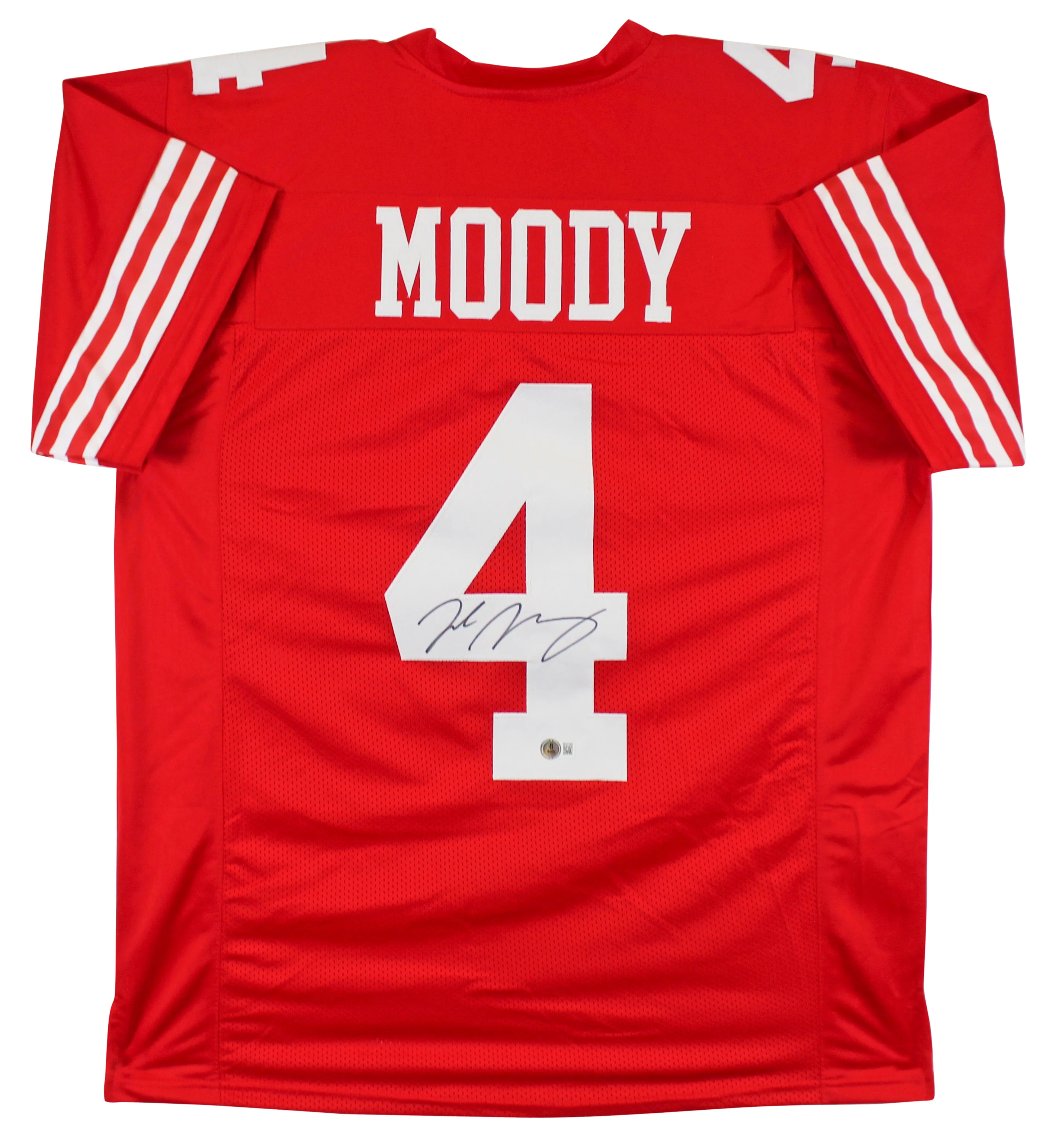 Jake Moody Authentic Signed Red Pro Style Jersey Autographed BAS Witnessed - Image 2