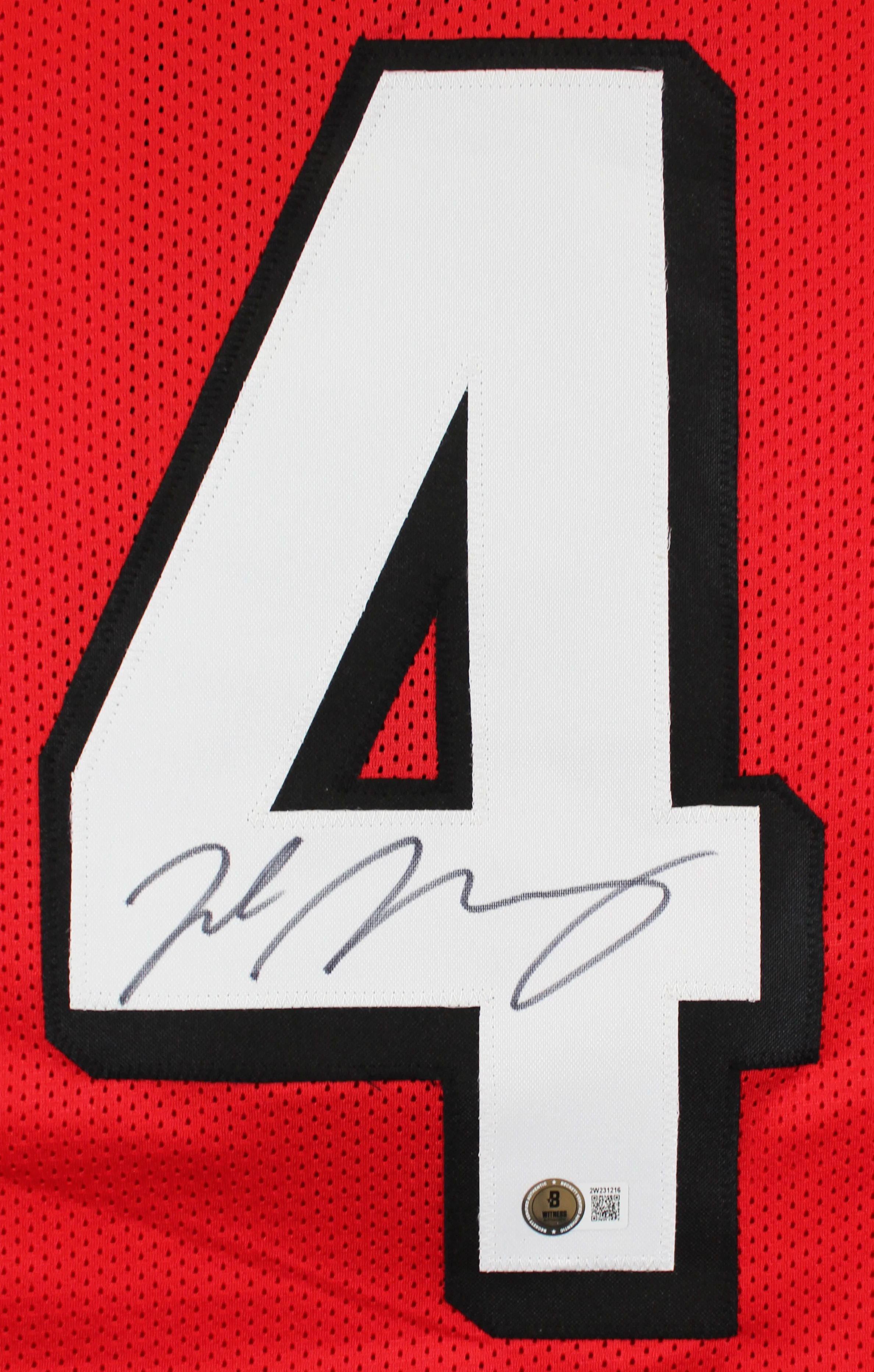 Jake Moody Authentic Signed Red Pro Style Jersey w/ Dropshadow BAS Witnessed - Image 3