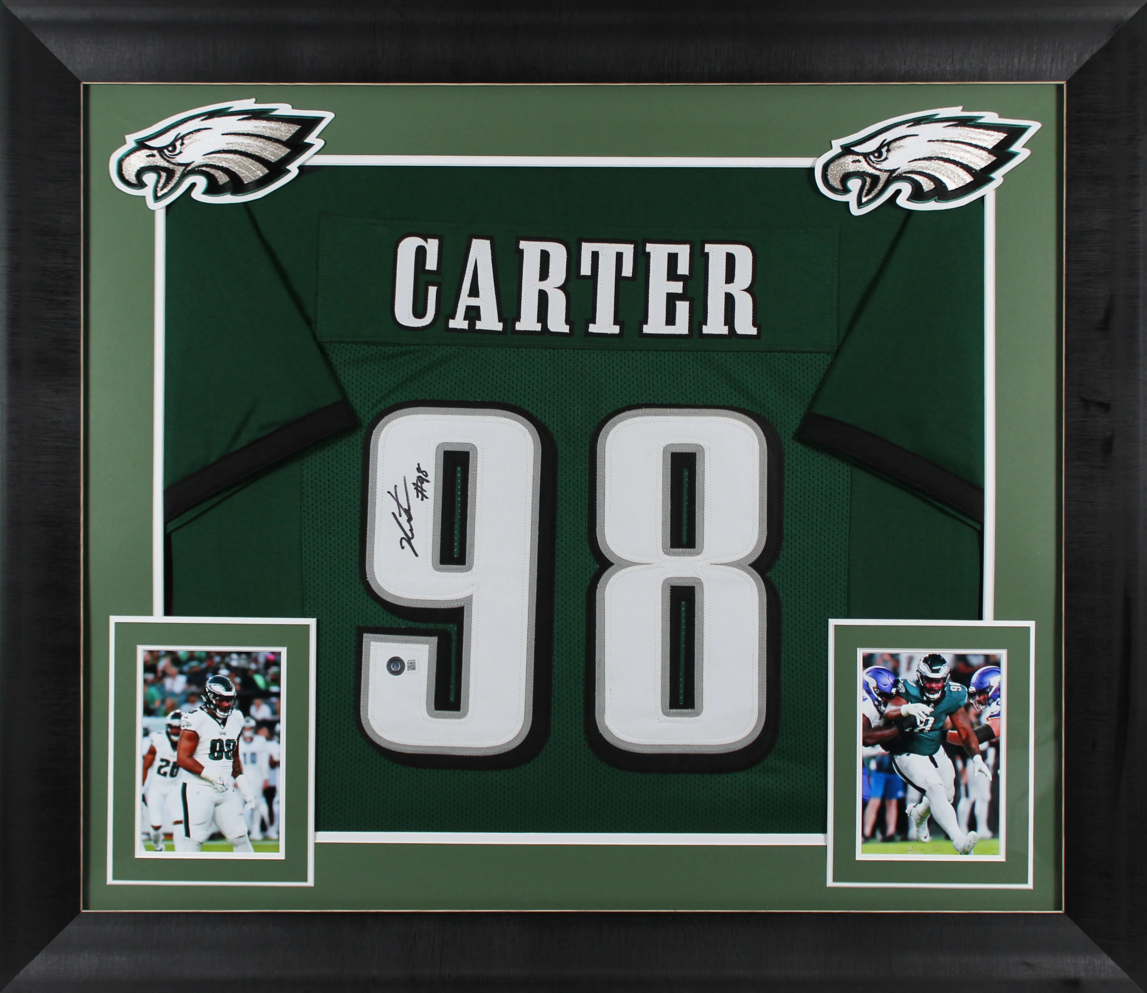 Jalen Carter Authentic Signed Green Pro Style Framed Jersey JSA Witness - Image 2