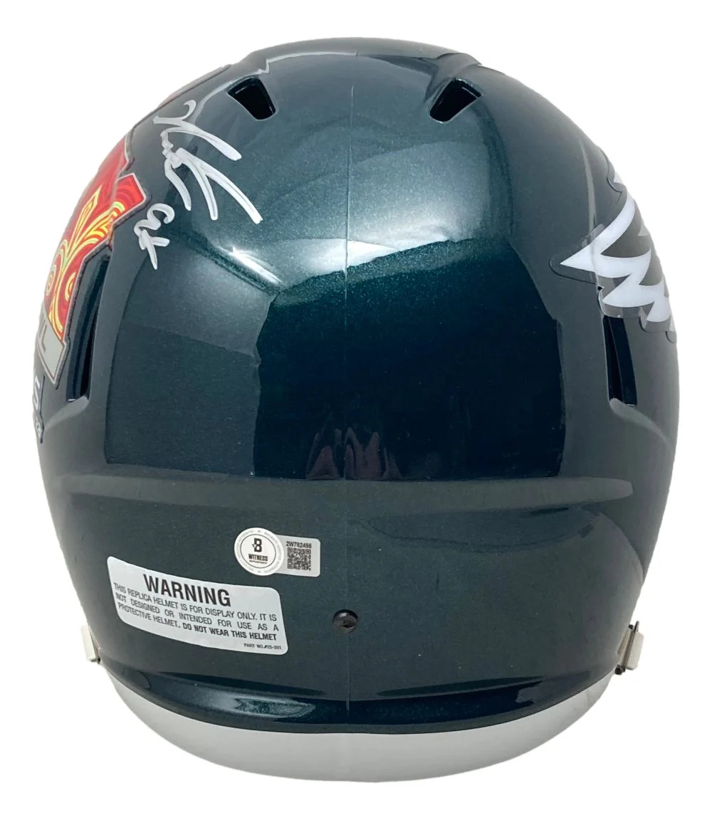 Jalen Carter Signed Philadelphia Eagles FS Super Bowl 59 Replica Helmet BAS - Image 4