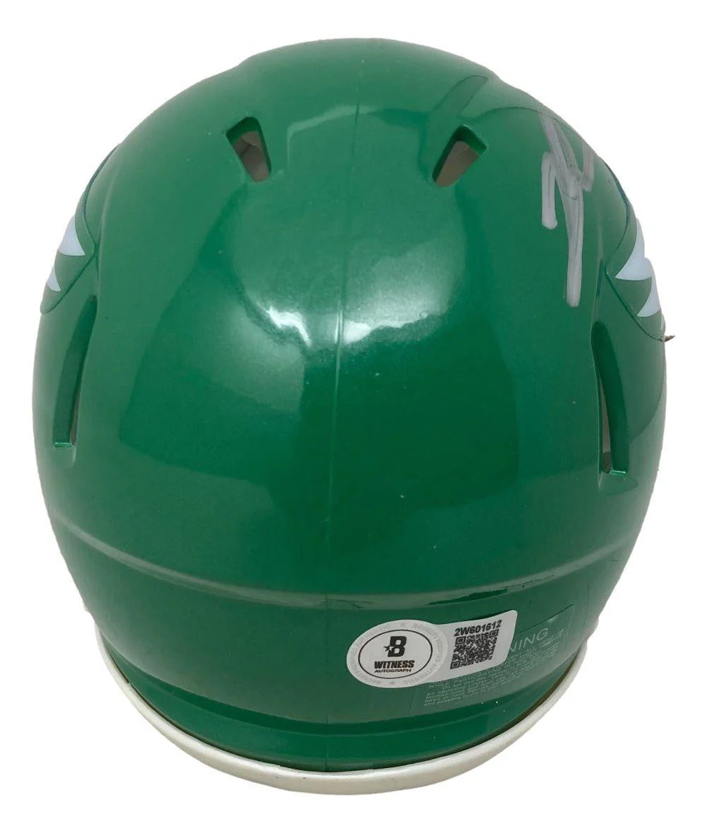 Jalen Carter Signed Philadelphia Eagles Kelly Green Mini Speed Helmet BAS - Image 2