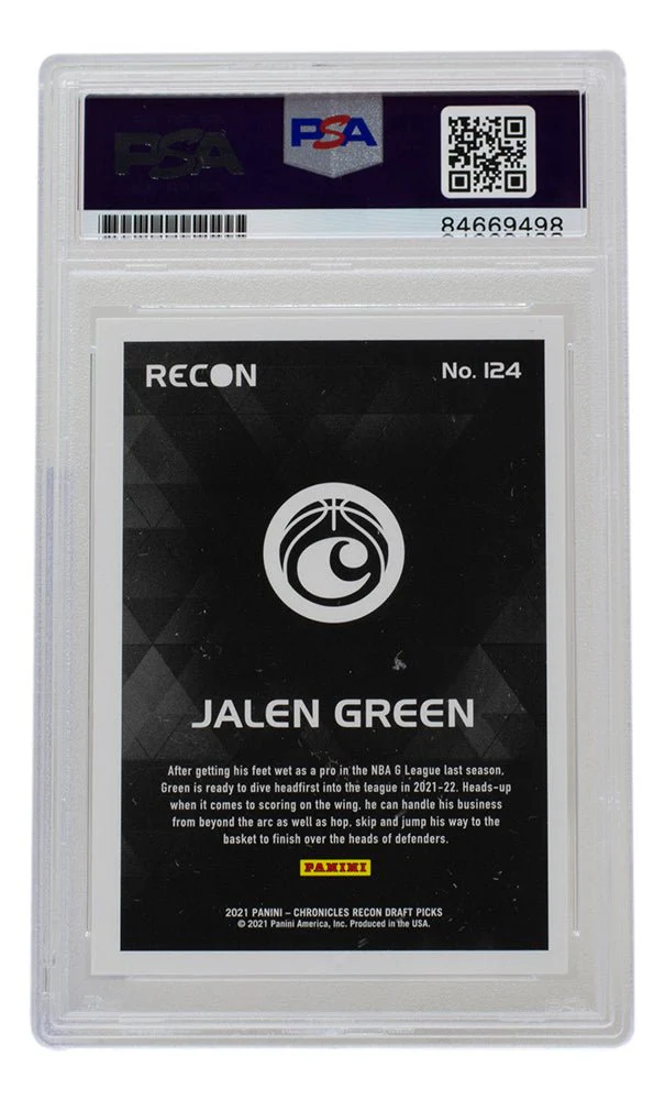 Jalen Green Signed Houston Rockets 2021 Panini Recon Rookie Card #124 PSA/DNA - Image 2