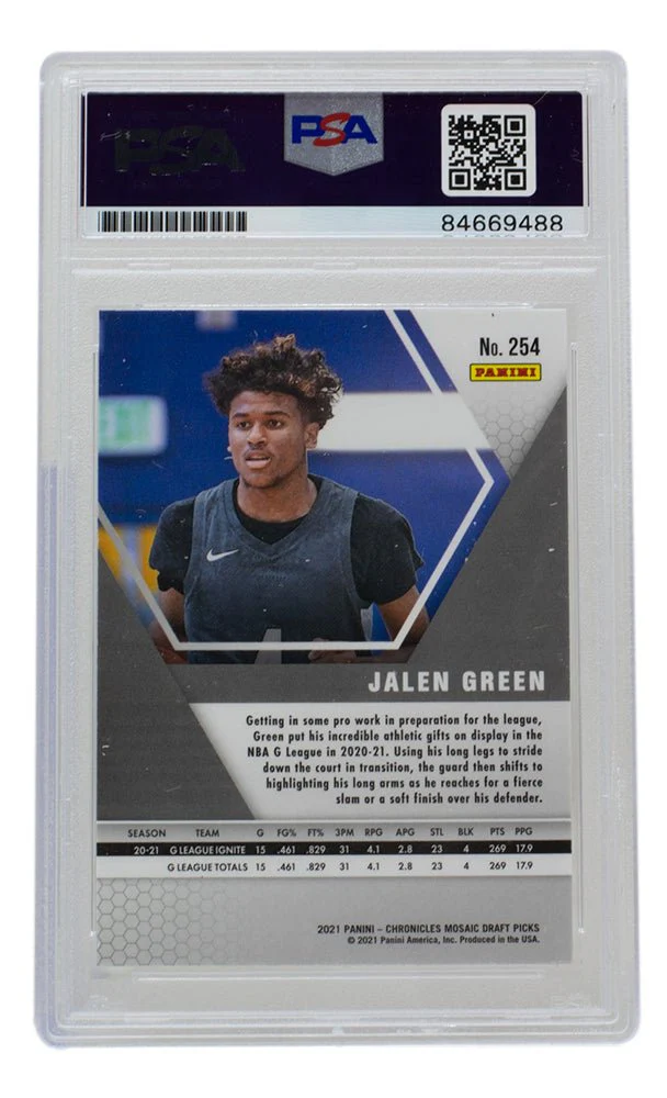 Jalen Green Signed Rockets 2021 Panini Mosaic Silver Rookie Card #254 PSA/DNA 10 - Image 2