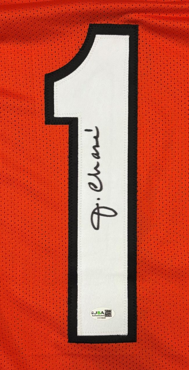 Ja'Marr Chase Cincinnati Signed Orange Pro-Cut Football Jersey JSA QR Hologram - Image 2
