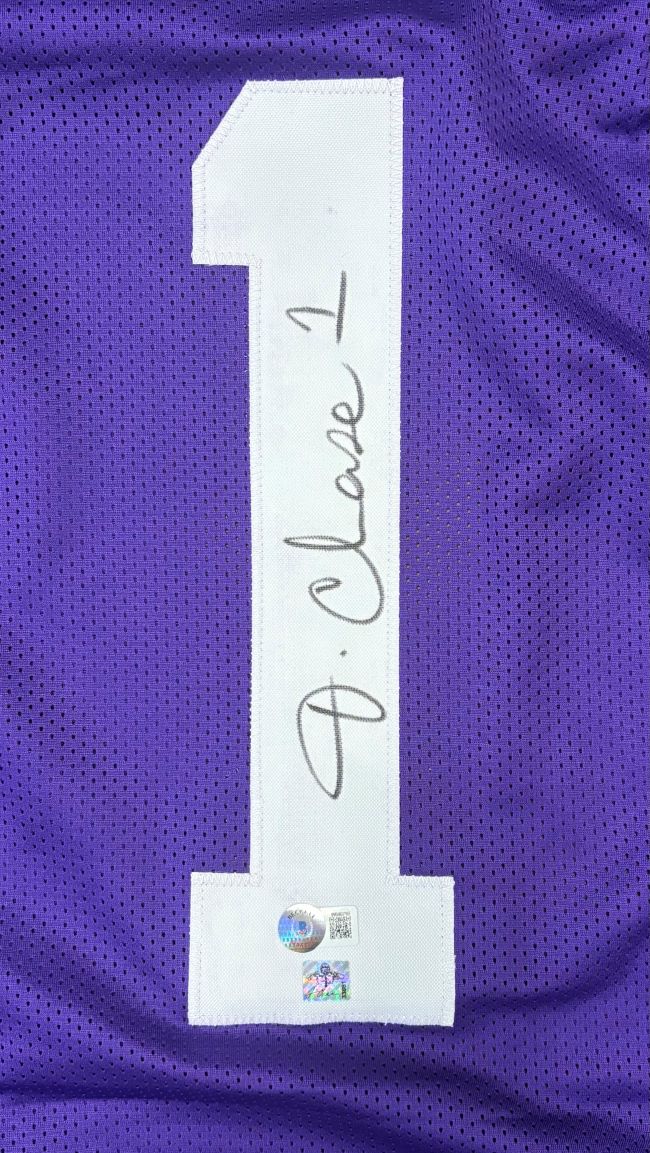 Ja'Marr Chase LSU Signed Purple Football Jersey BAS - Image 2