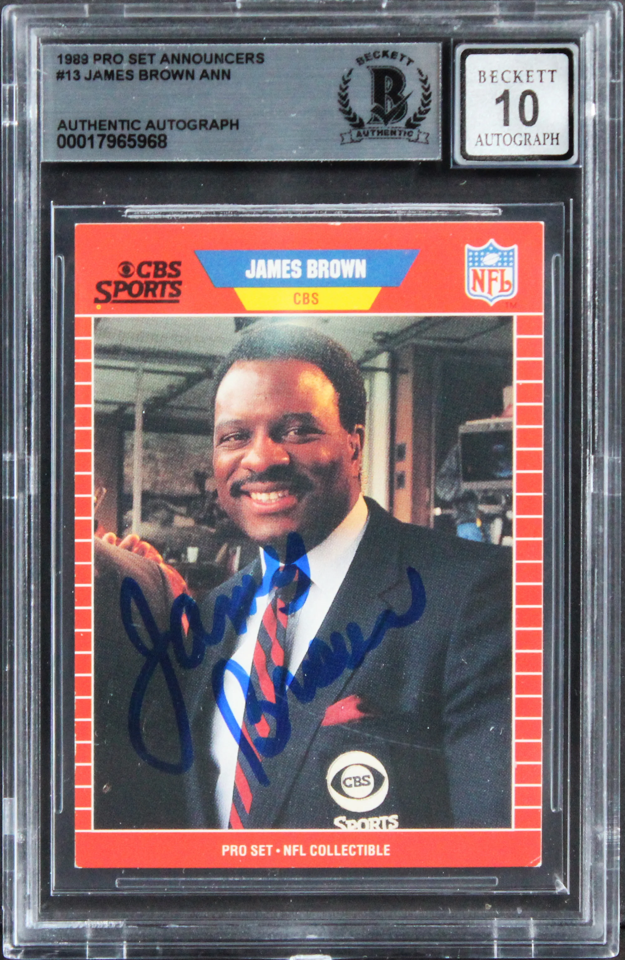 James Brown Signed 1989 Pro Set Announcers #13 Card Auto Graded 10! BAS Slabbed - Image 2