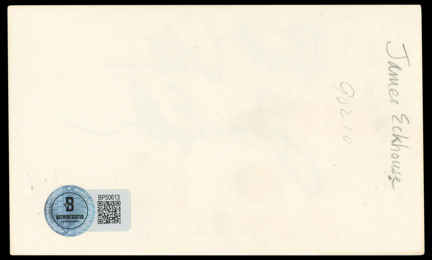 James Eckhouse Beverly Hills, 90210 Authentic Signed 3x5 Index Card BAS #BP50613 - Image 3