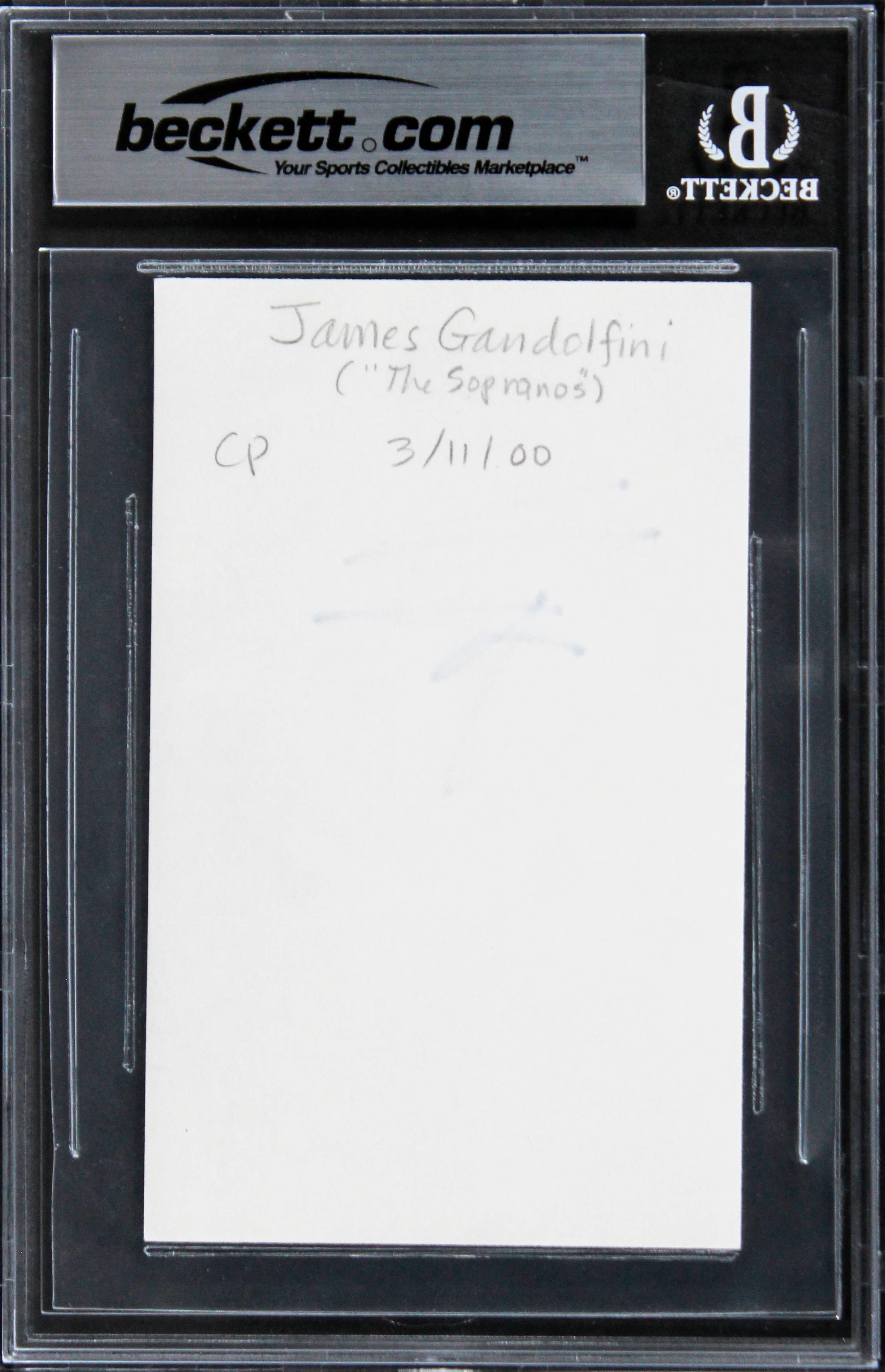 James Gandolfini The Sopranos Authentic Signed 3x5 Index Card BAS Slabbed 3 - Image 3