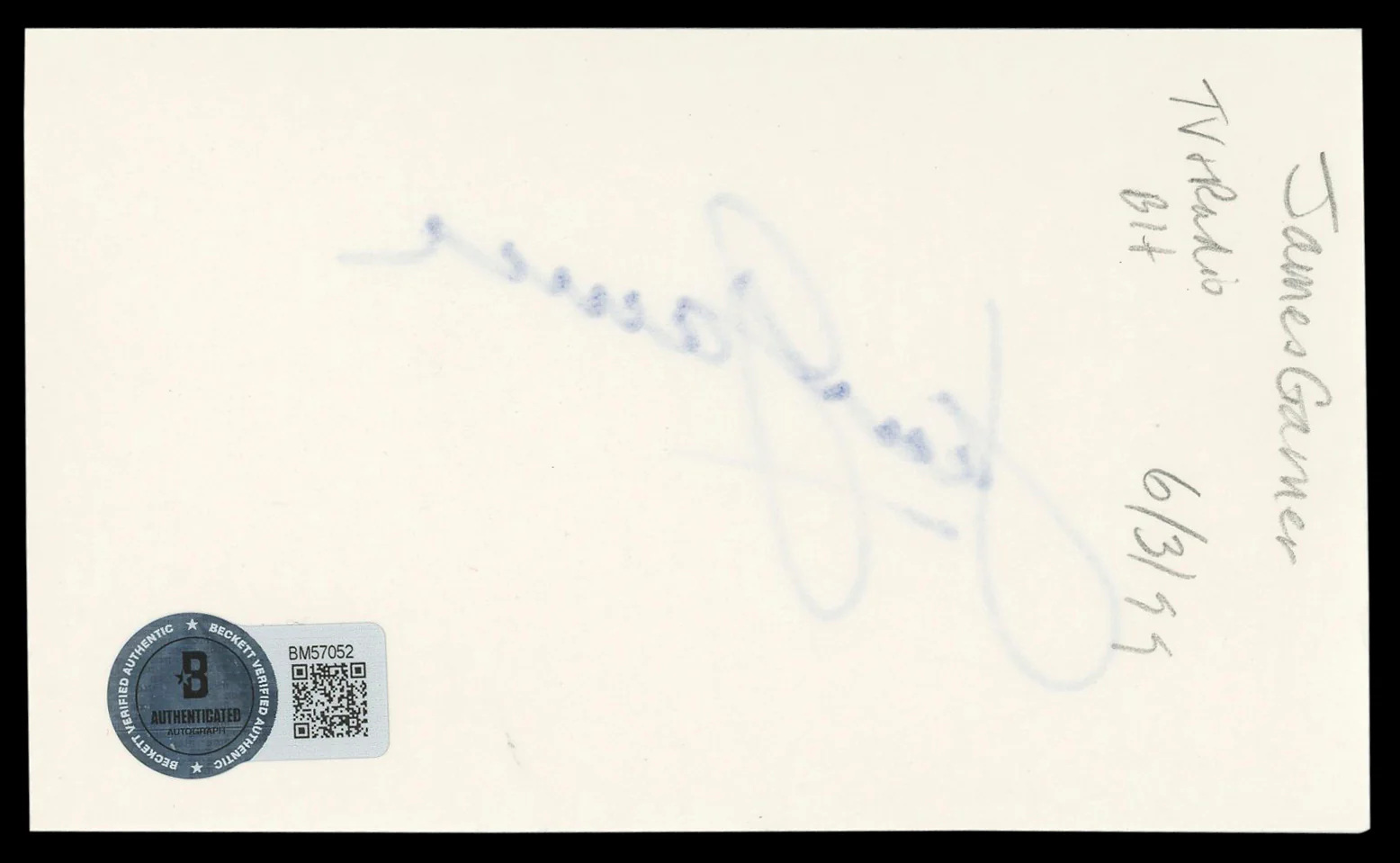 James Garner Maverick Authentic Signed 3x5 Index Card Autographed BAS #BM57052 - Image 3