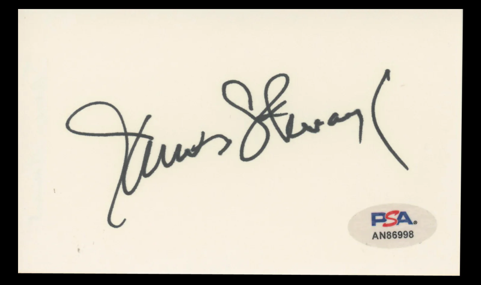 James Stewart It's a Wonderful Life Authentic Signed 3x5 Index Card PSA #AN86998