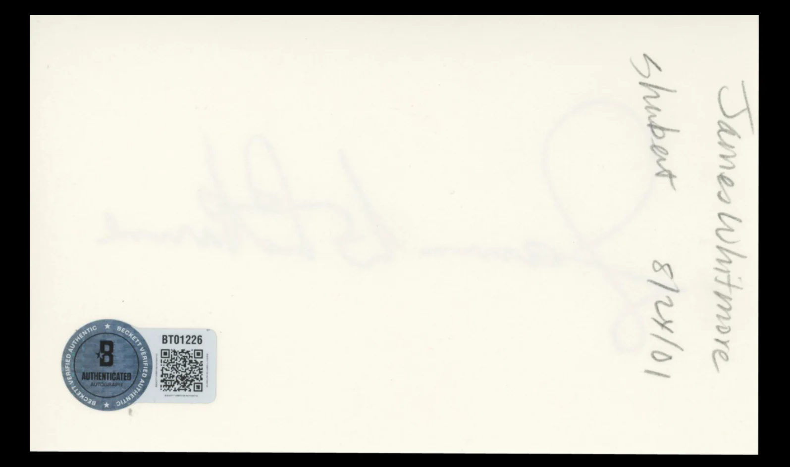 James Whitmore The Shawshank Redemption Authentic Signed 3x5 Index Card BAS #BT01226 - Image 3