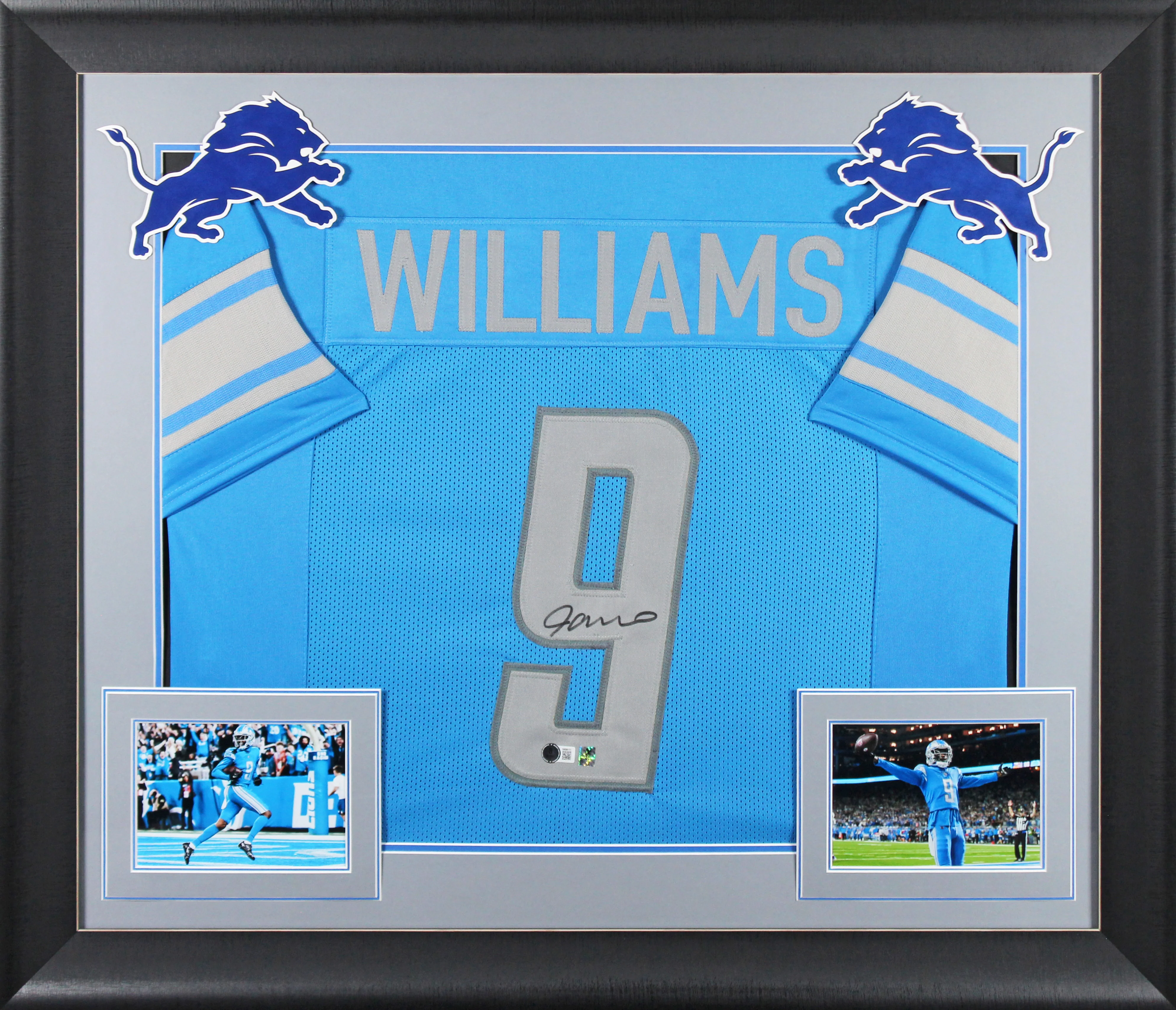 Jameson Williams Authentic Signed Blue Pro Style Framed Jersey BAS Witnessed 2 - Image 2