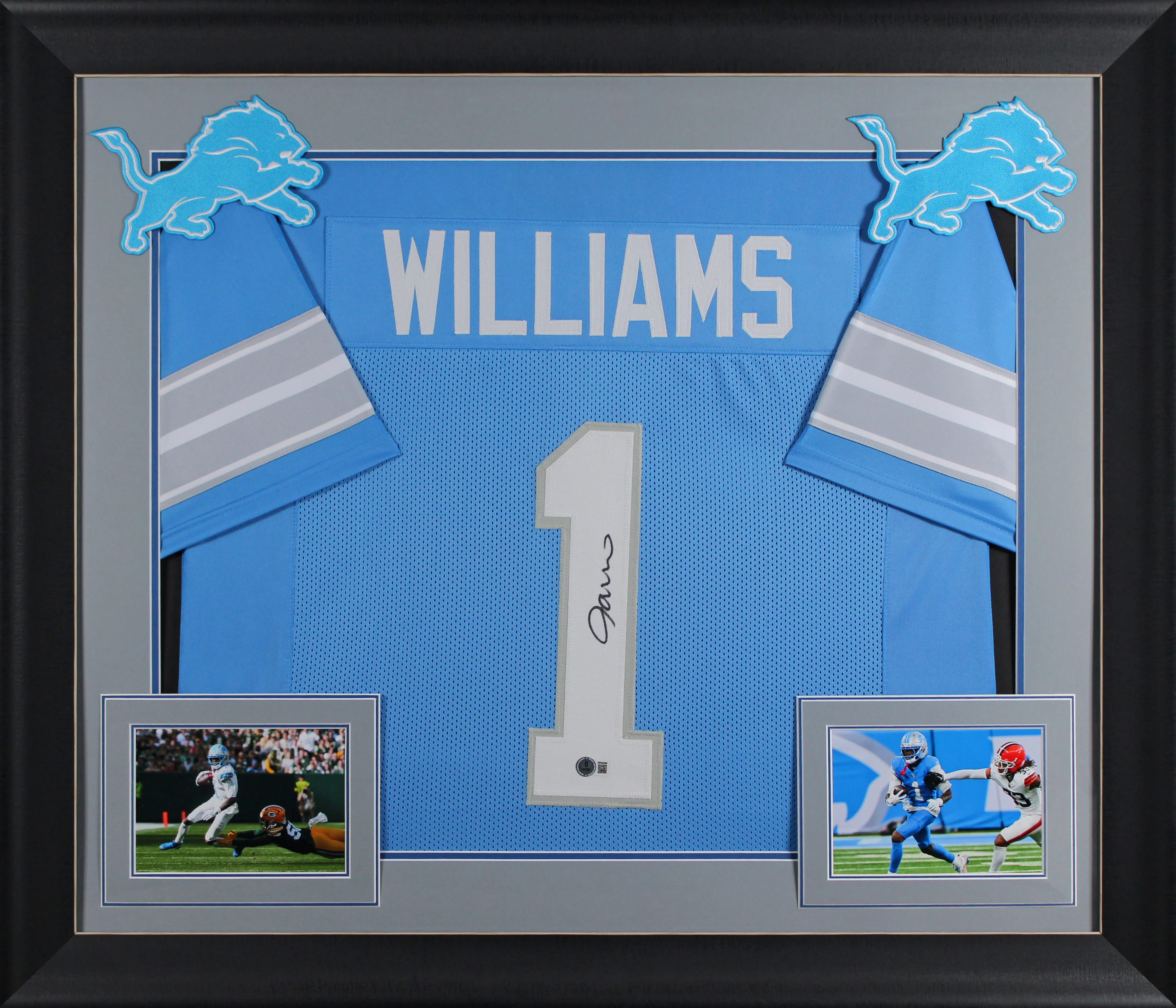 Jameson Williams Authentic Signed Blue Pro Style Framed Jersey BAS Witnessed 3 - Image 2