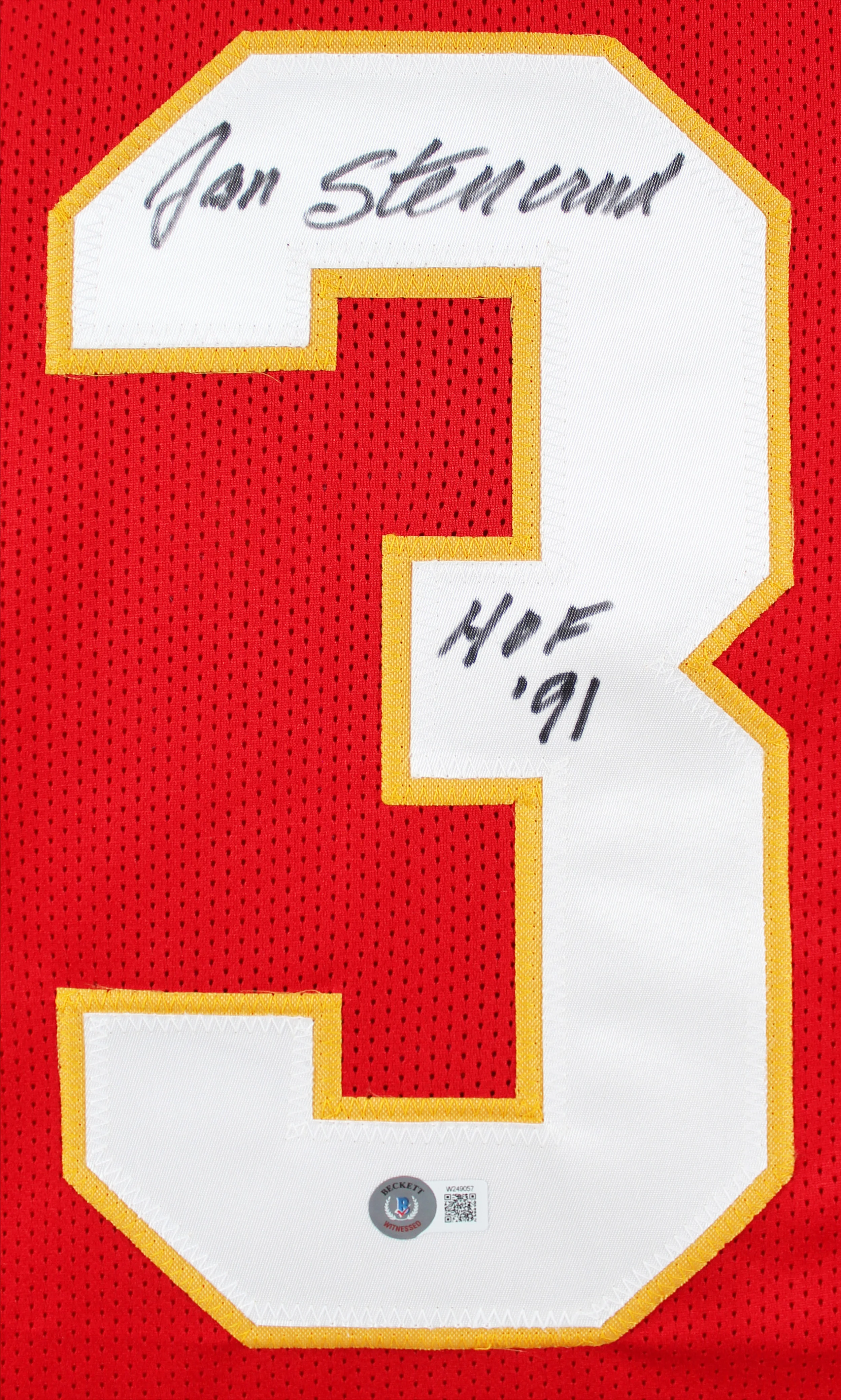 Jan Stenerud "HOF 91" Authentic Signed Red Pro Style Jersey BAS Witnessed - Image 3