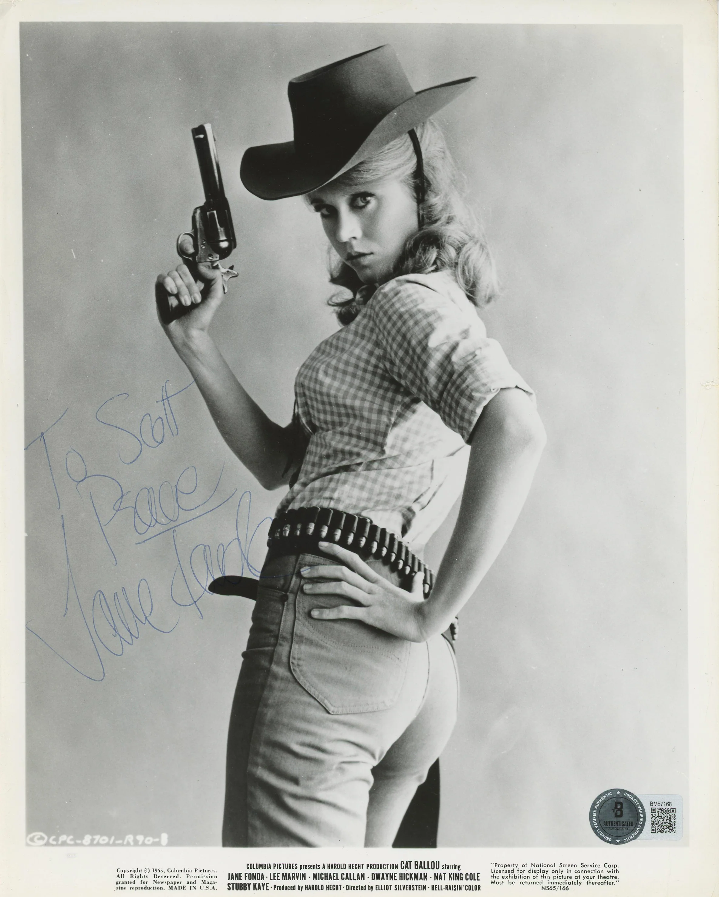 Jane Fonda Cat Ballou Authentic Signed 8x10 Photo Autographed BAS #BM57168 - Image 2