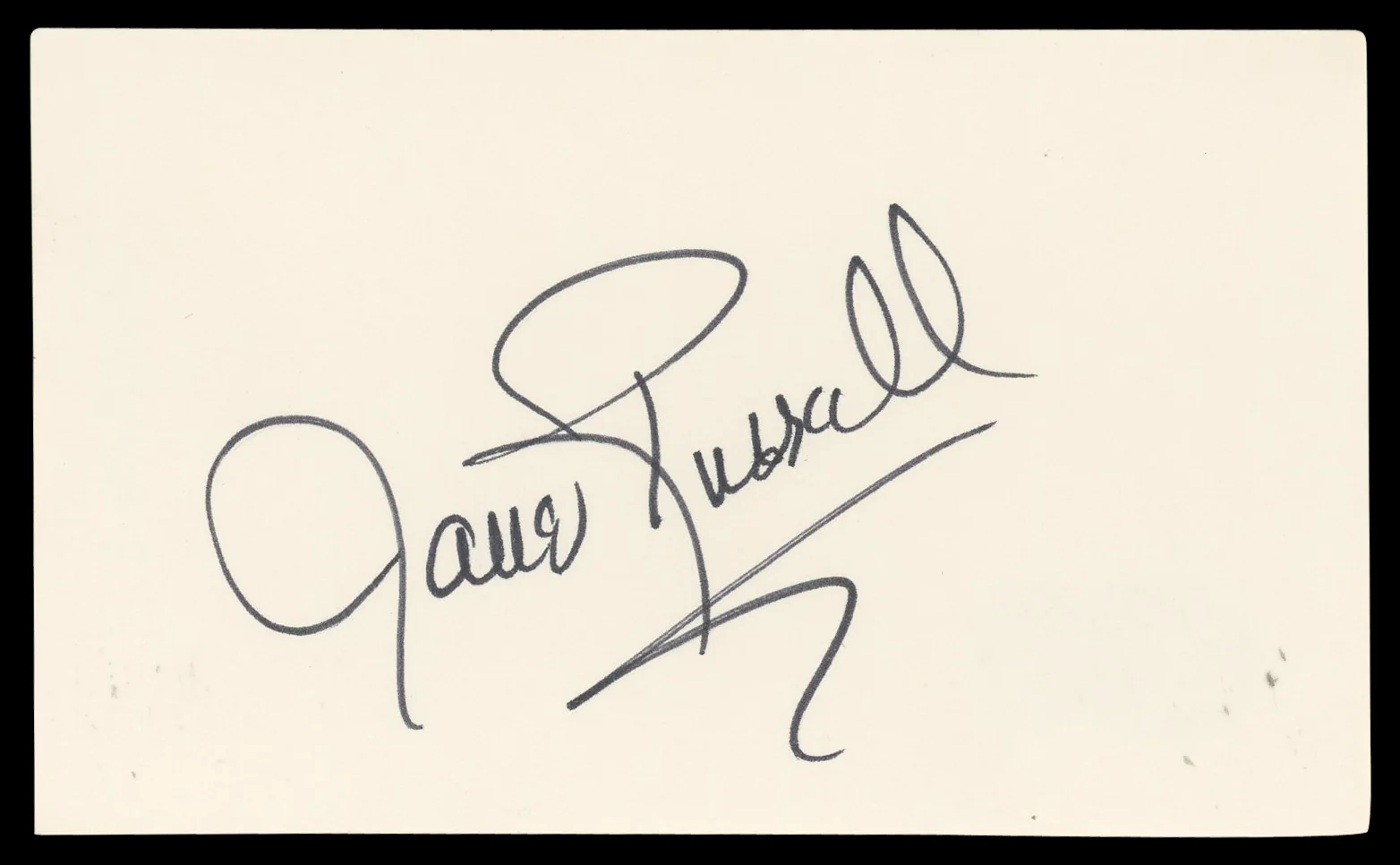 Jane Russell Gentlemen Prefer Blondes Signed 3x5 Index Card BAS #BN06528 - Image 2