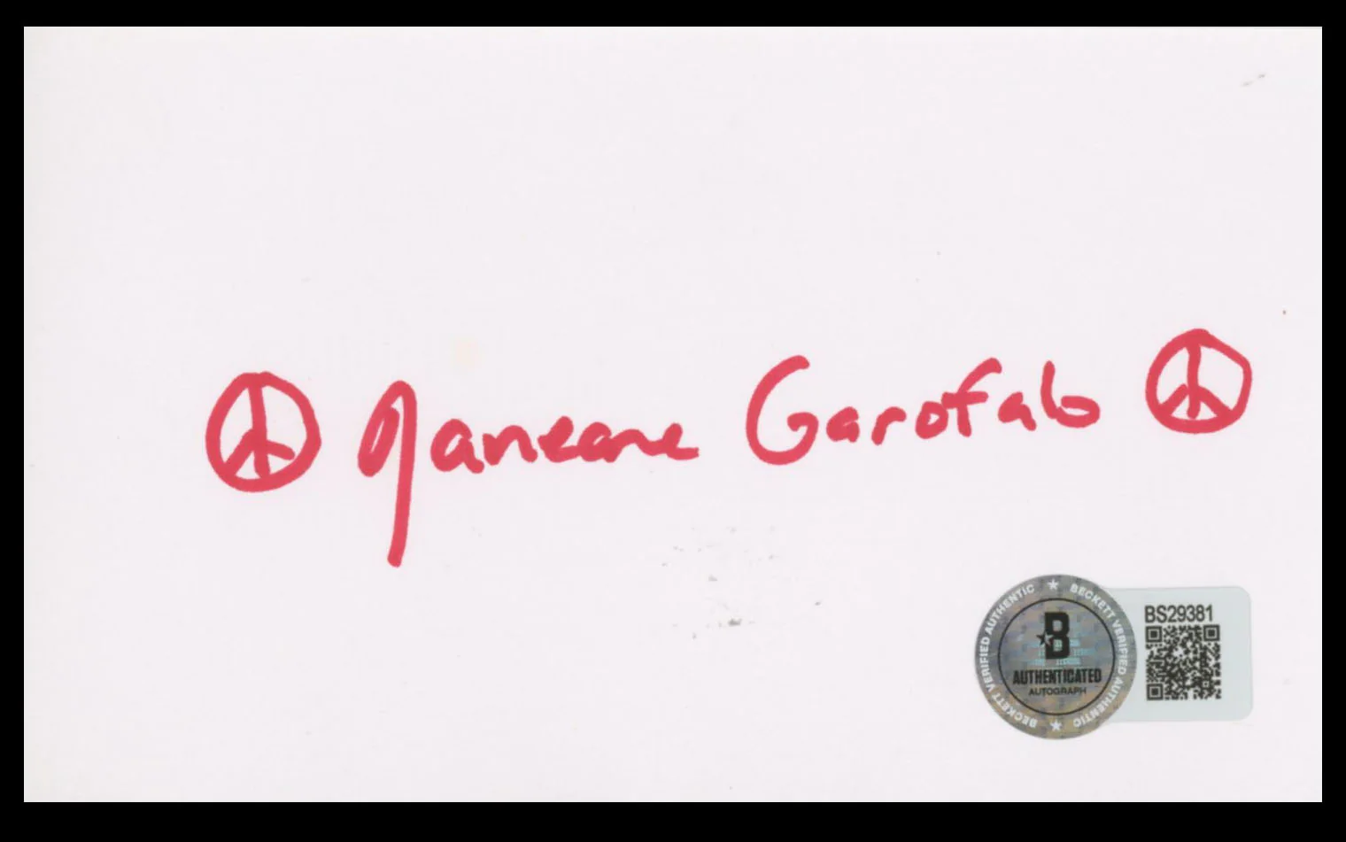 Janeane Garofalo The Truth about Cats & Dogs Signed 3x5 Index Card BAS #BS29381 - Image 2