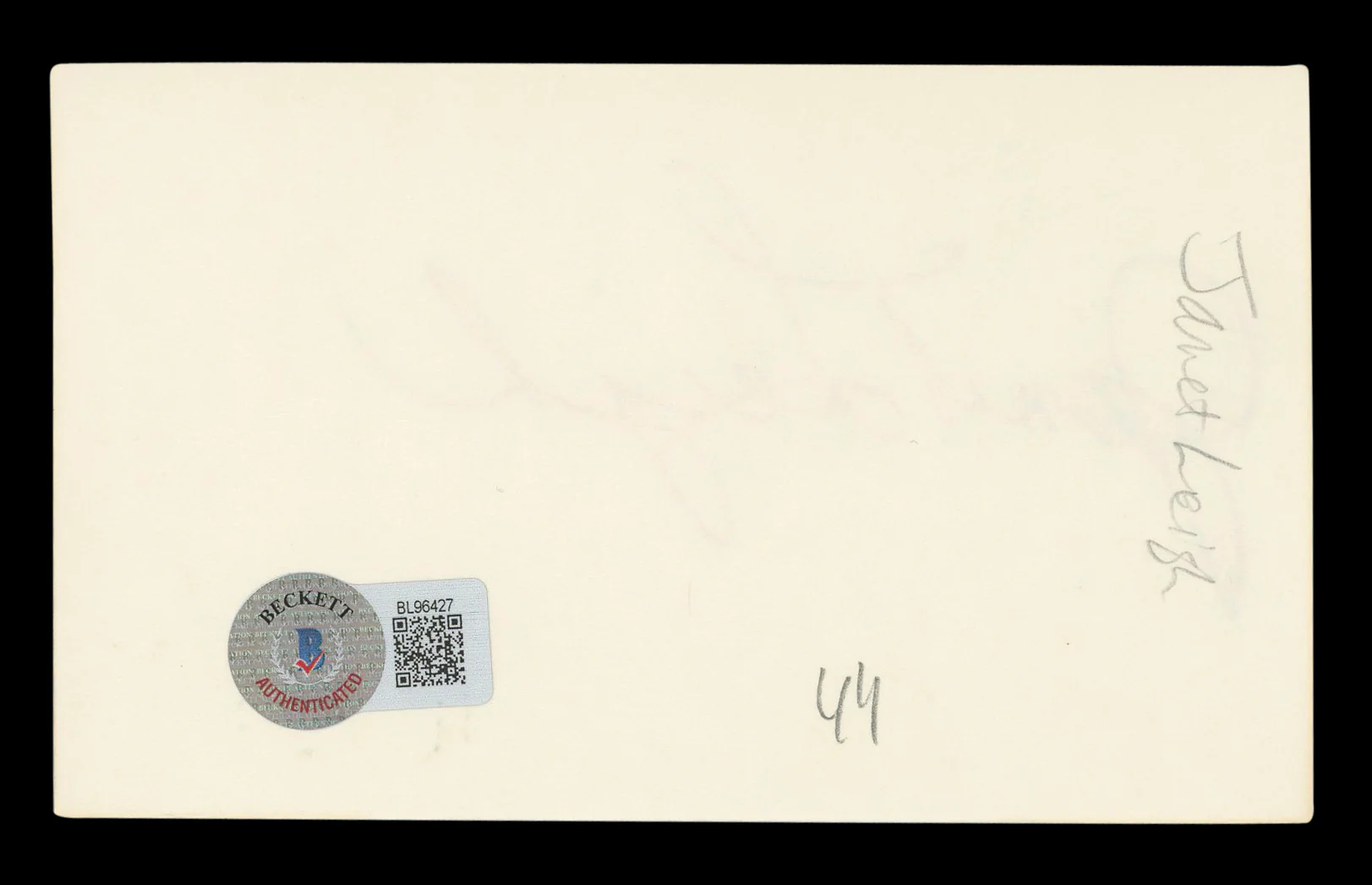 Janet Leigh Psycho Authentic Signed 3x5 Index Card Autographed BAS #BL96427 - Image 3