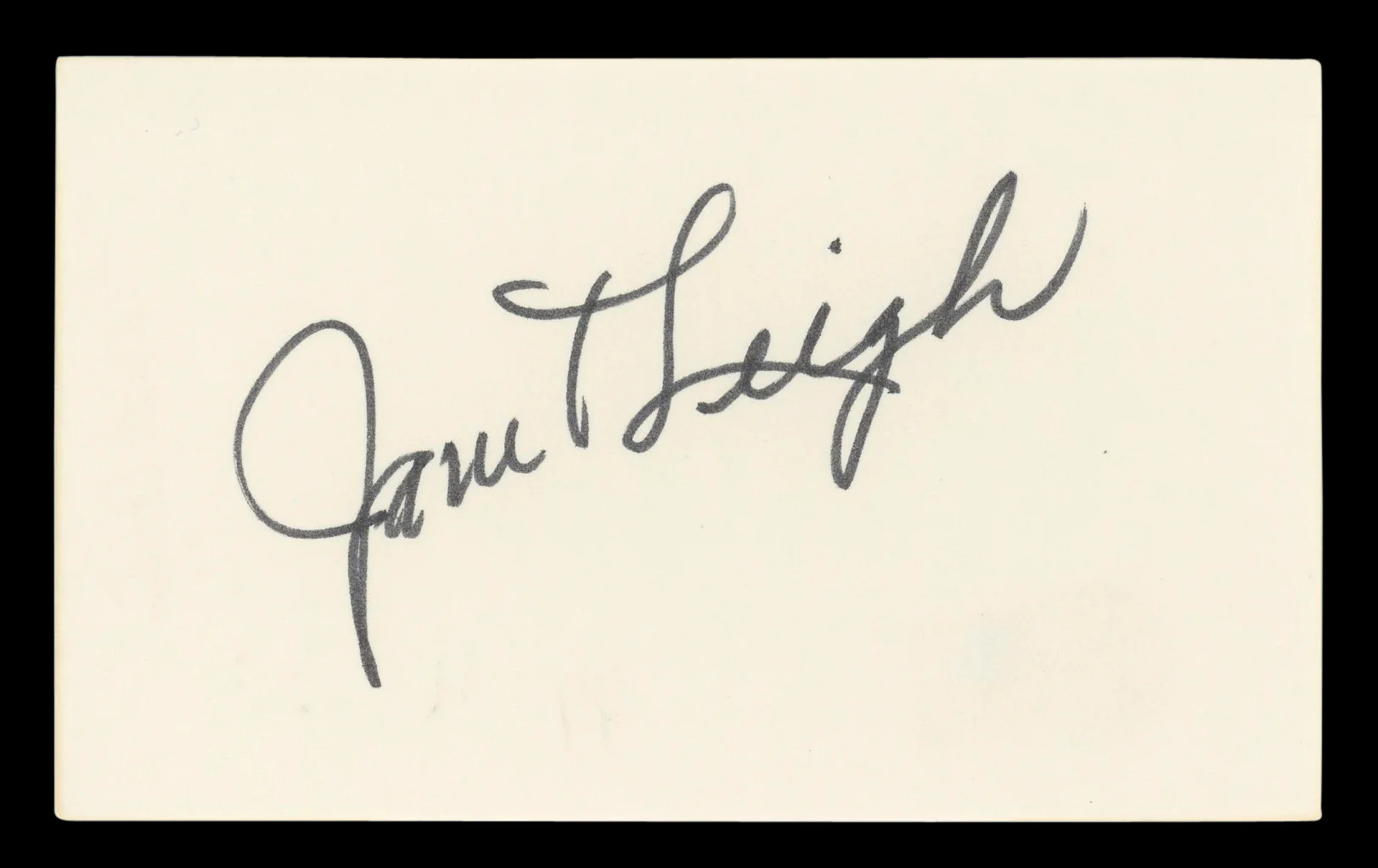 Janet Leigh Psycho Authentic Signed 3x5 Index Card Autographed BAS #BL96428