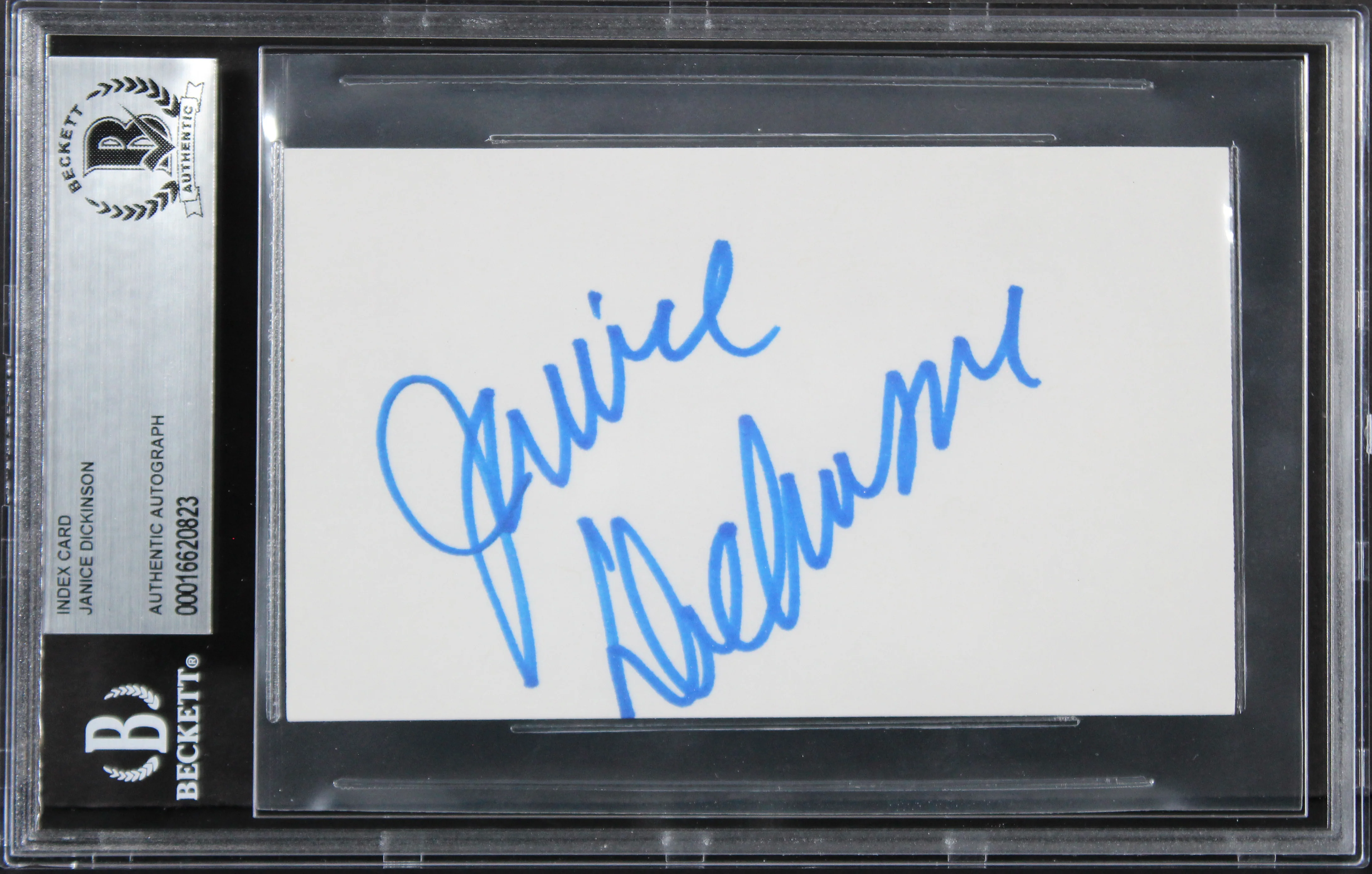 Janice Dickinson Model Authentic Signed 3x5 Index Card Autographed BAS Slabbed - Image 2