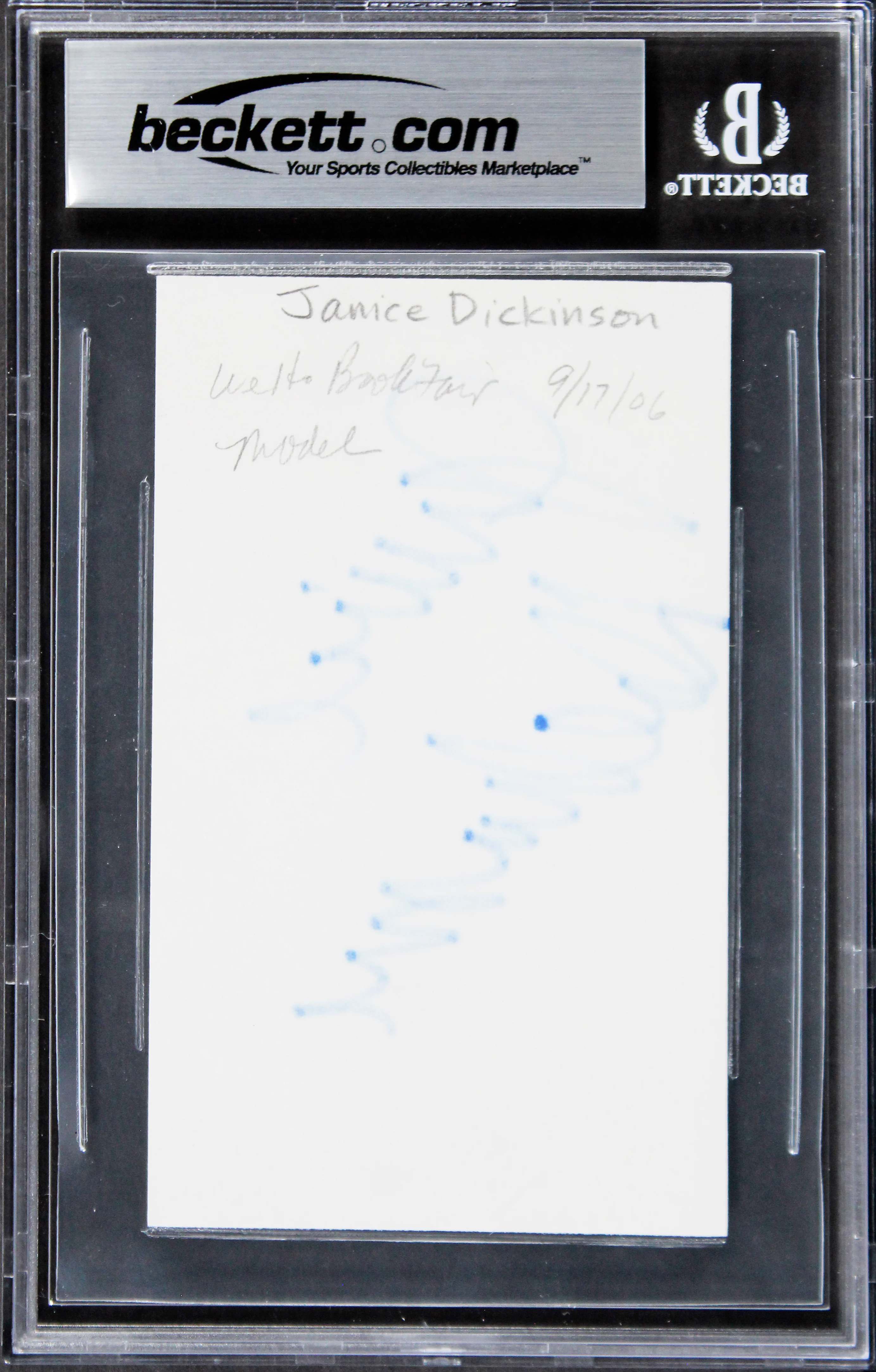 Janice Dickinson Model Authentic Signed 3x5 Index Card Autographed BAS Slabbed - Image 3