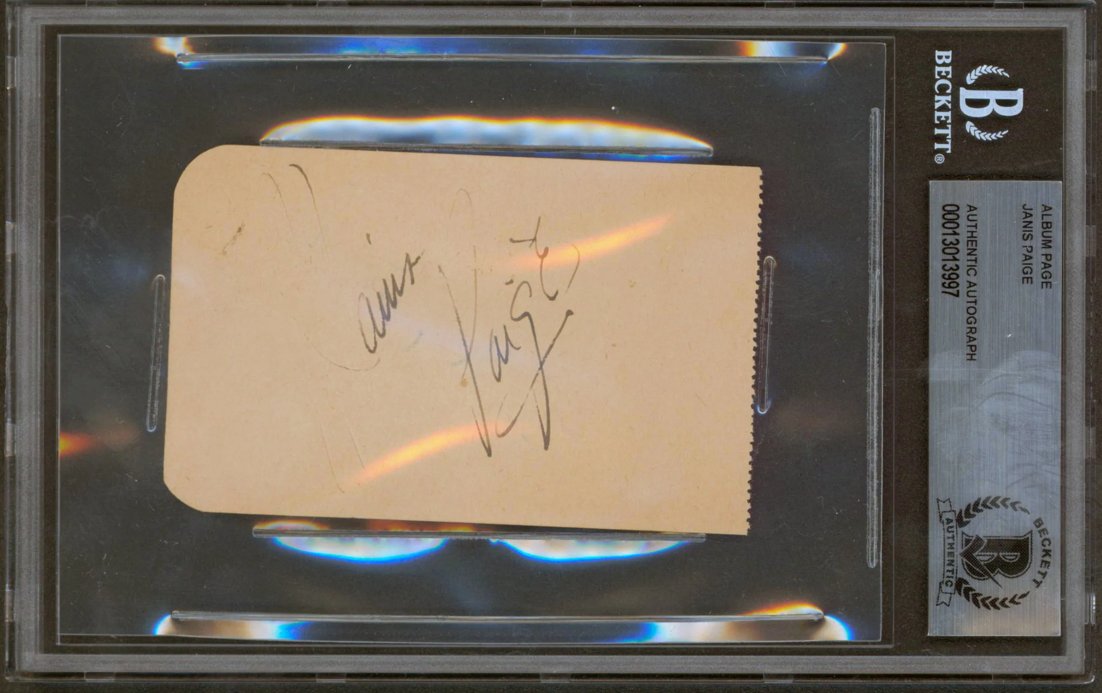 Janis Paige Silk Stockings Authentic Signed 2.4x3.85 Album Page BAS Slabbed - Image 2