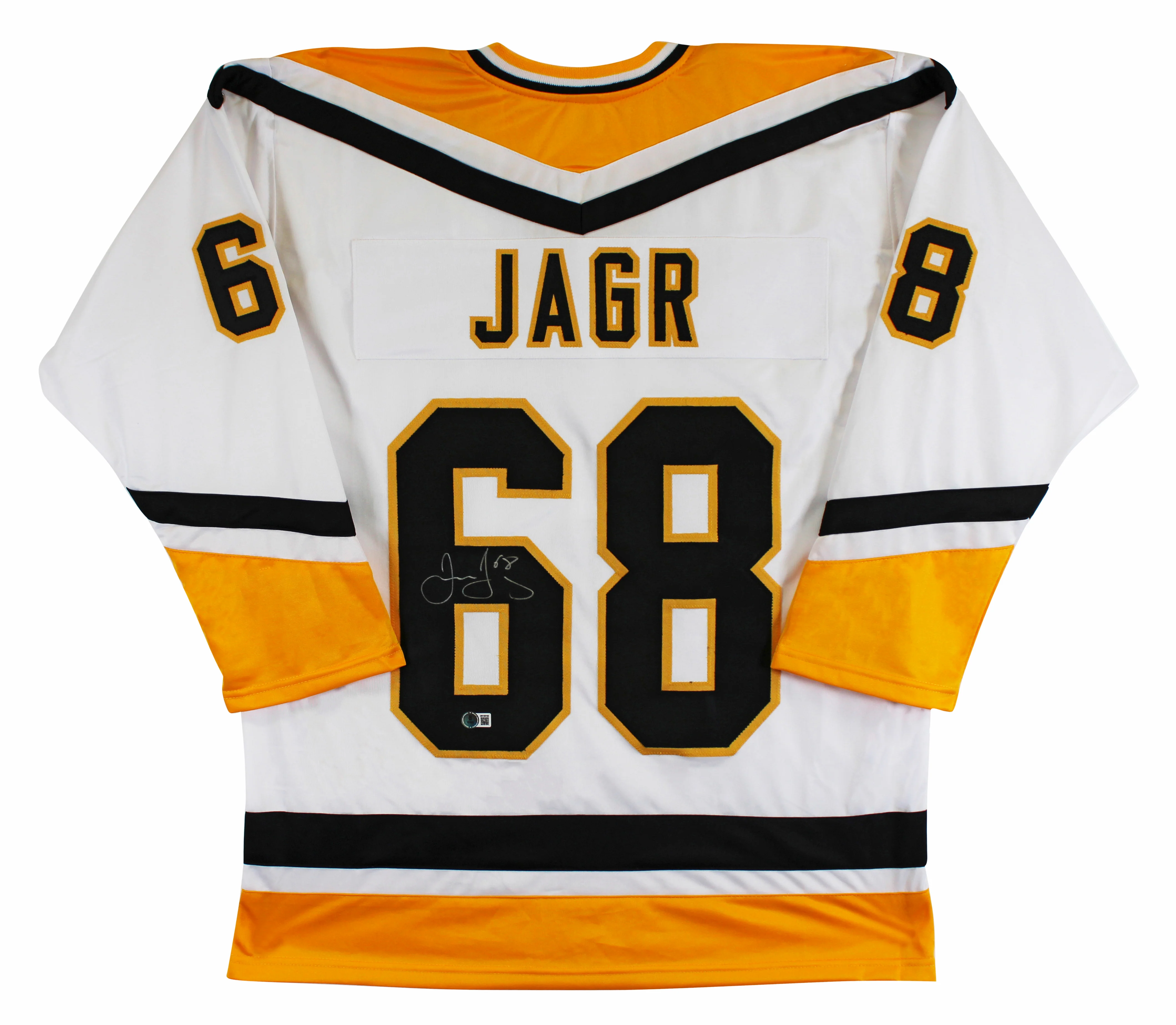 Jaromir Jagr Authentic Signed White Pro Style Jersey Autographed BAS Witnessed