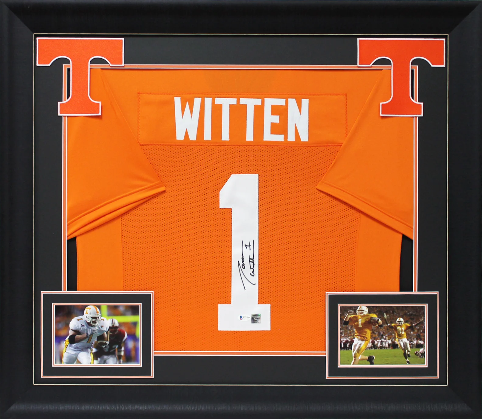Jason Witten Authentic Signed Orange Pro Style Framed Jersey BAS Witnessed - Image 2