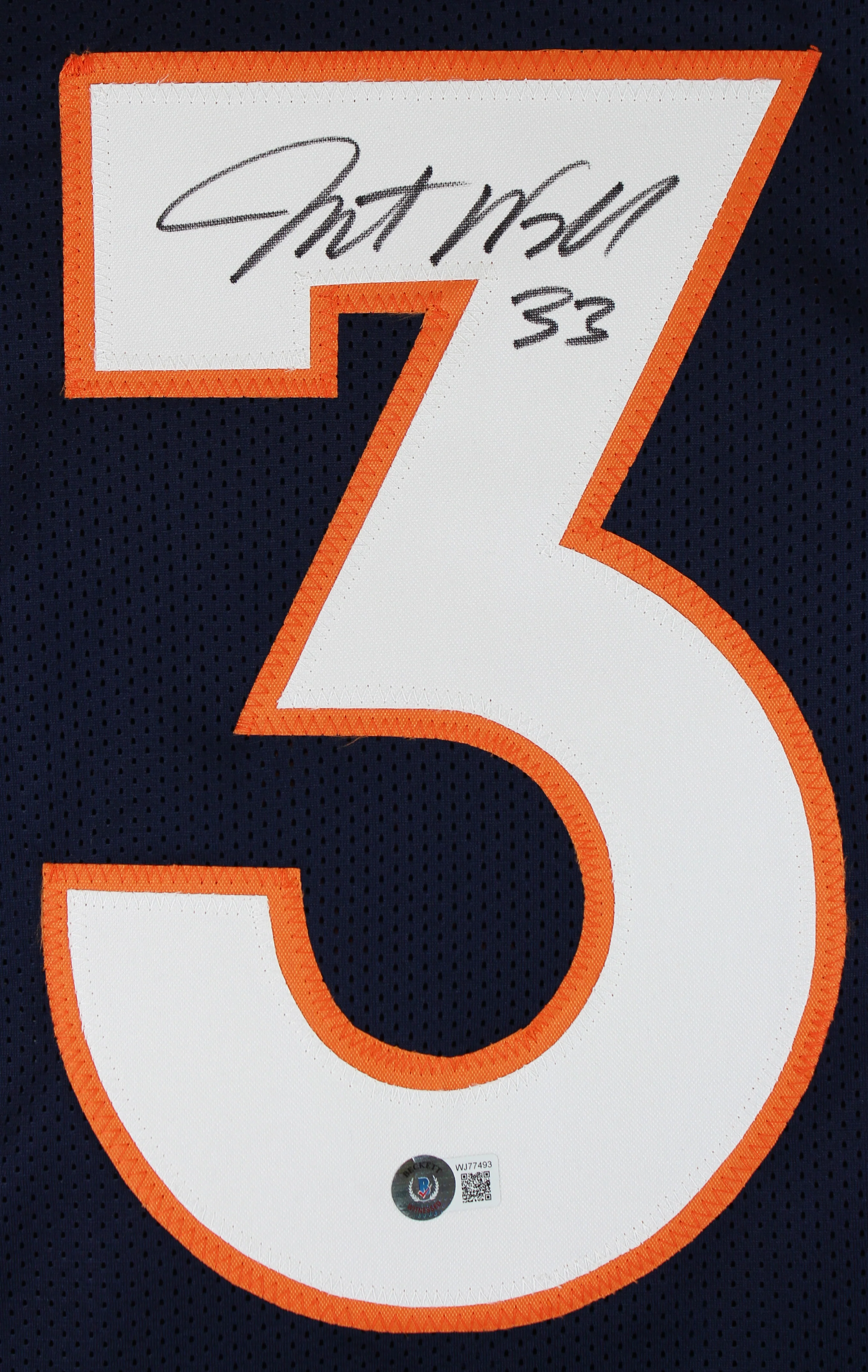 Javonte Williams Authentic Signed Navy Blue Pro Style Jersey Autographed BAS Wit - Image 3