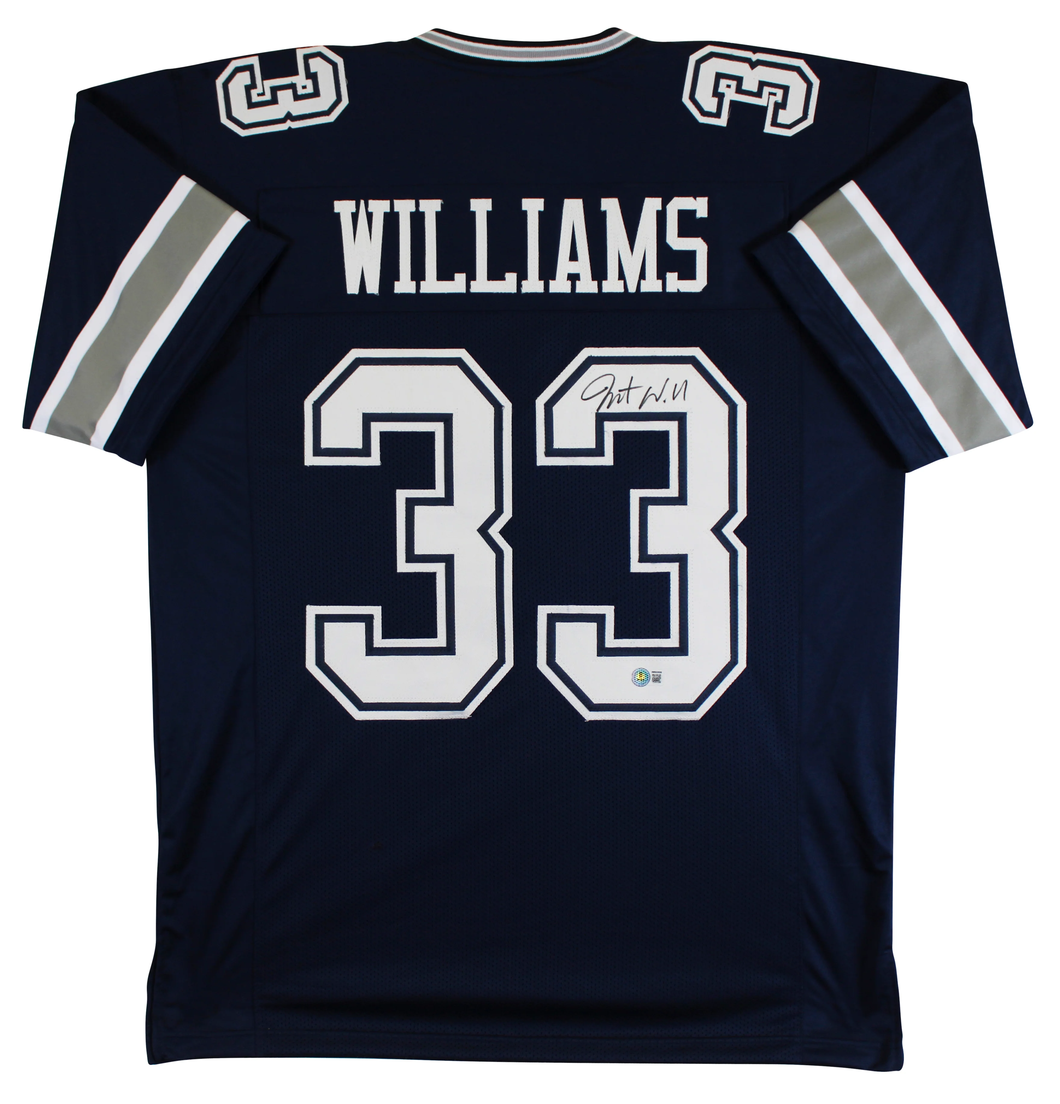 Javonte Williams Authentic Signed Navy Pro Style Jersey Autographed BAS Witness