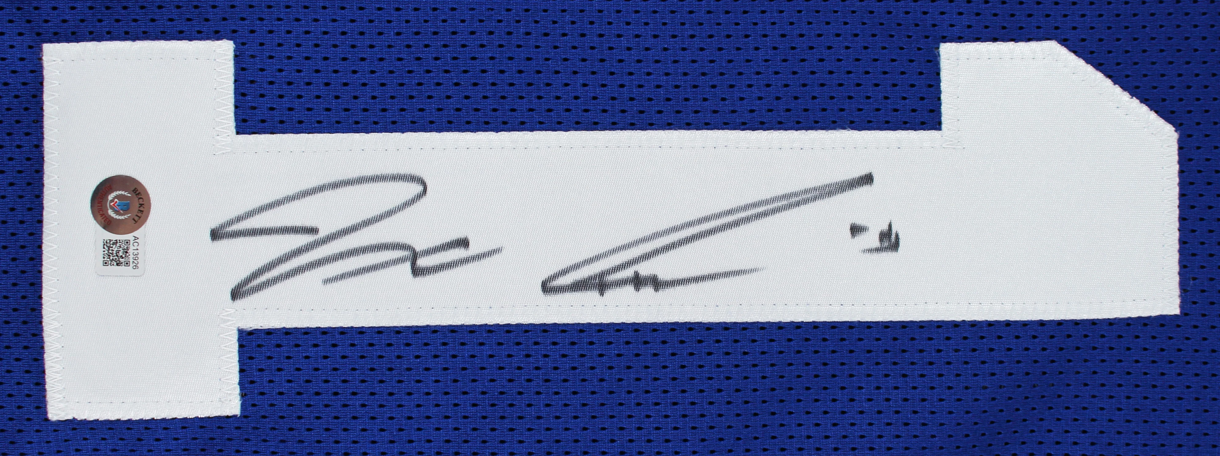 Jaxon Smith-Njigba Authentic Signed Blue Throwback Pro Style Jersey BAS - Image 3