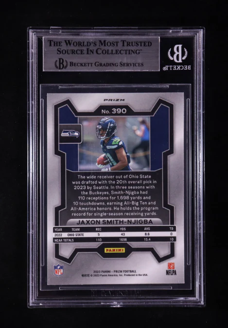 Jaxon Smith-Njigba Signed 2023 Panini Prizm Prizms Red White & Blue #390 - Beckett Authentic Auto - Image 2