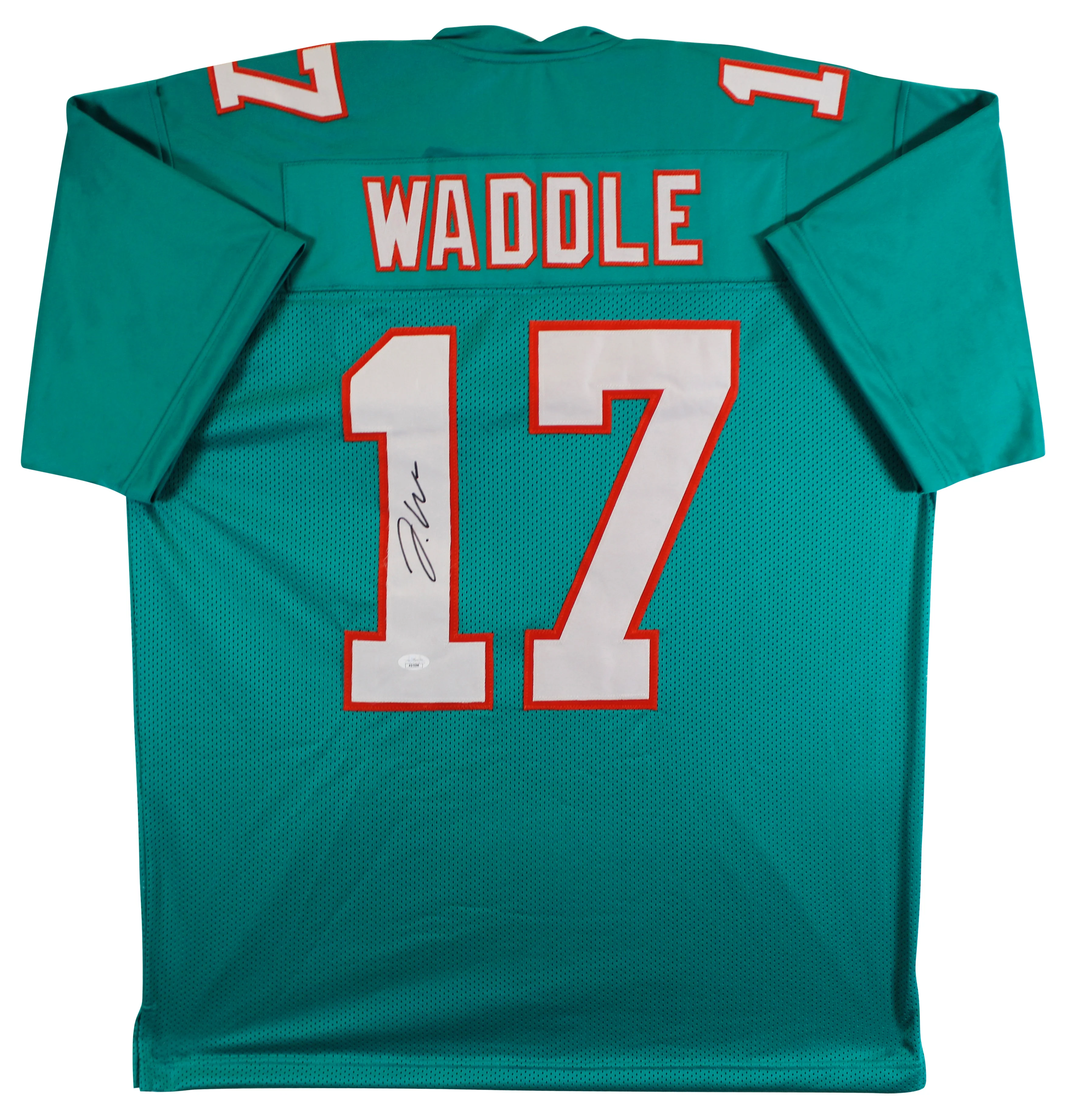 Jaylen Waddle Authentic Signed Teal Pro Style Jersey Autographed JSA - Image 2