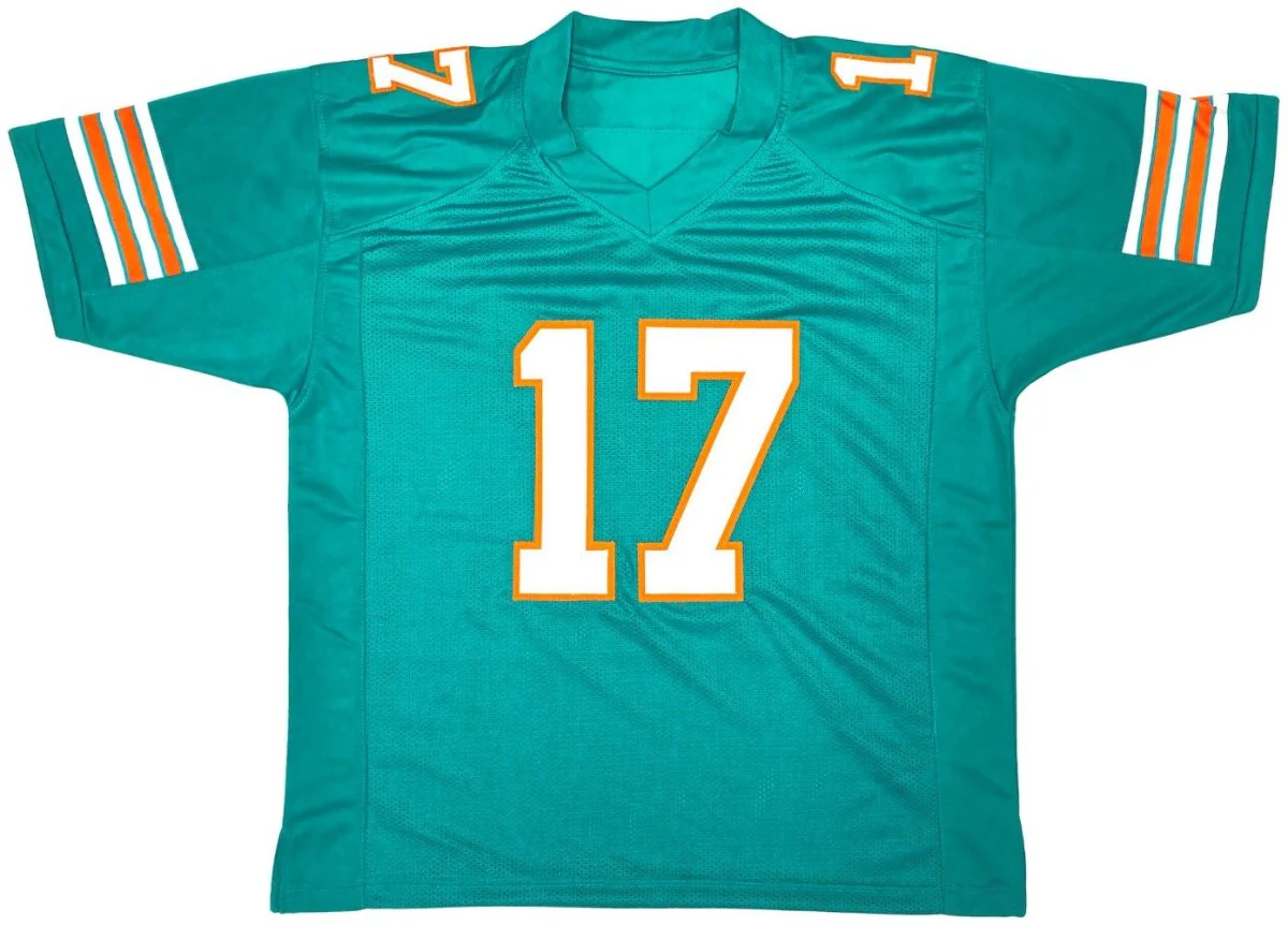 Jaylen Waddle Miami Signed Teal Football Jersey JSA - Image 3