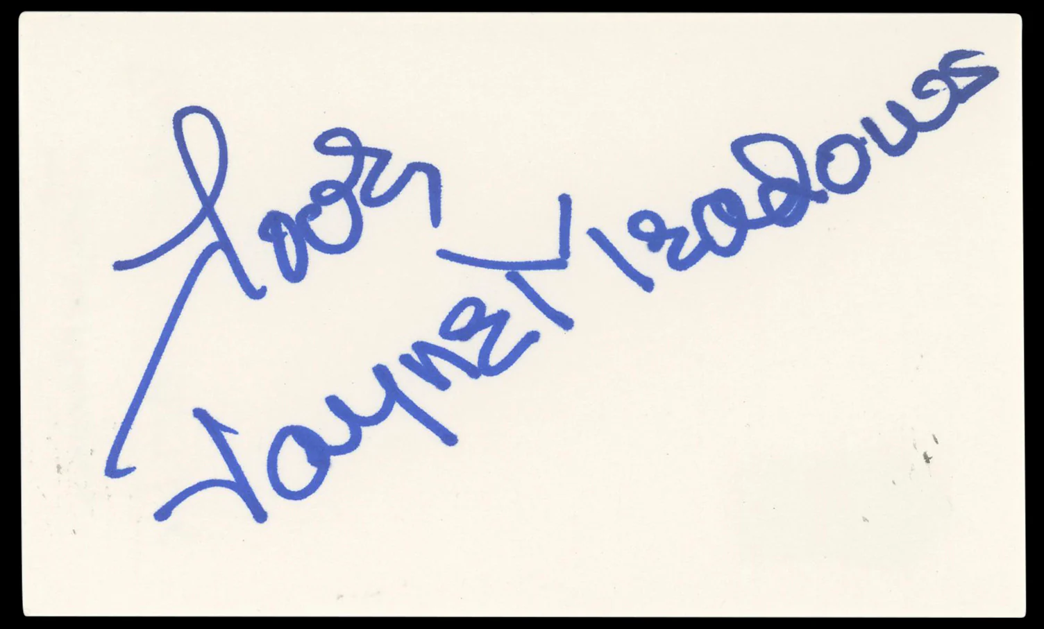 Jayne Meadows Undercurrent "Love" Authentic Signed 3x5 Index Card BAS #BN33271 - Image 2