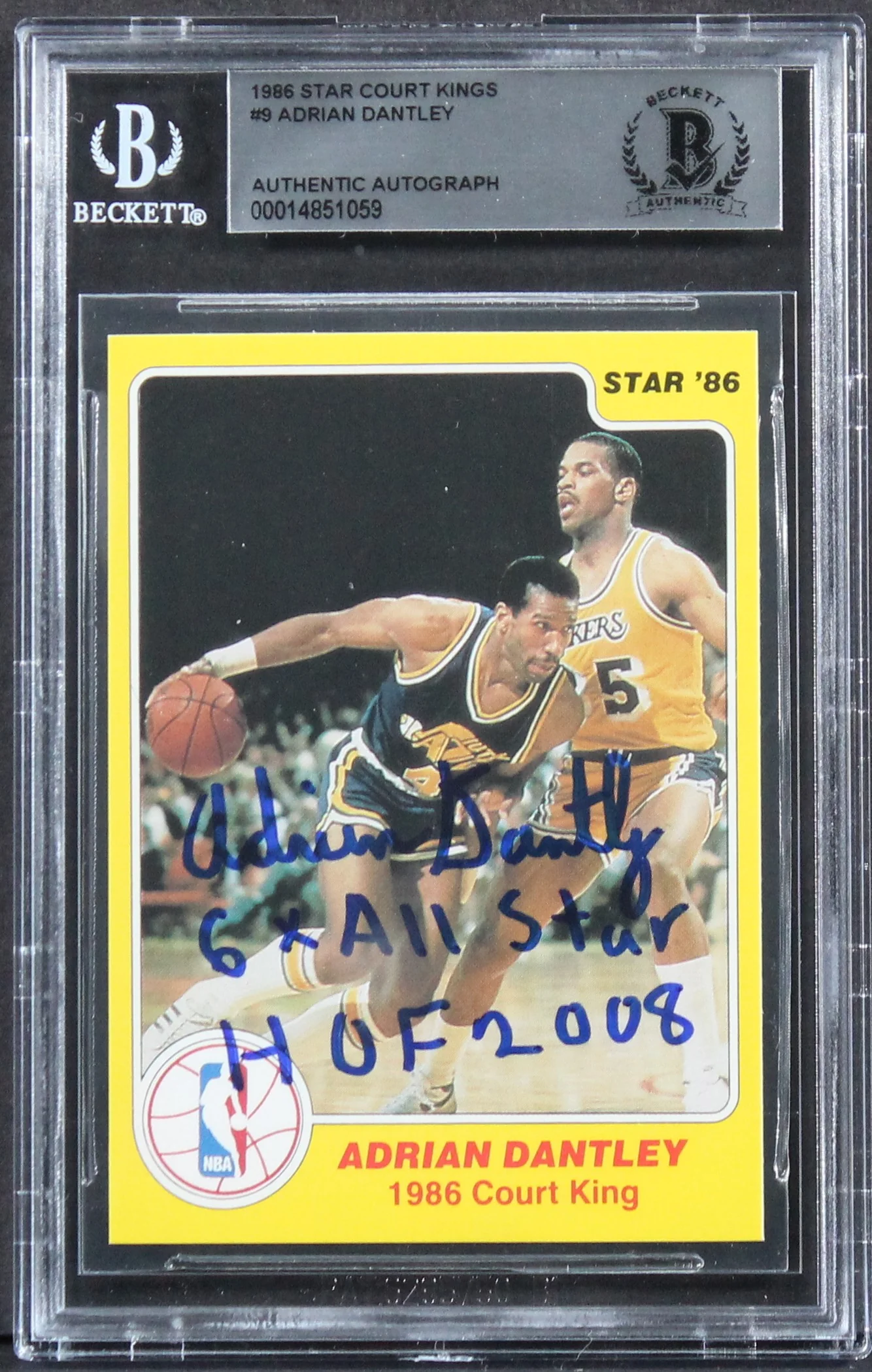 Jazz Adrian Dantley "2x Insc" Signed 1986 Star Court Kings #9 Card BAS Slabbed - Image 2