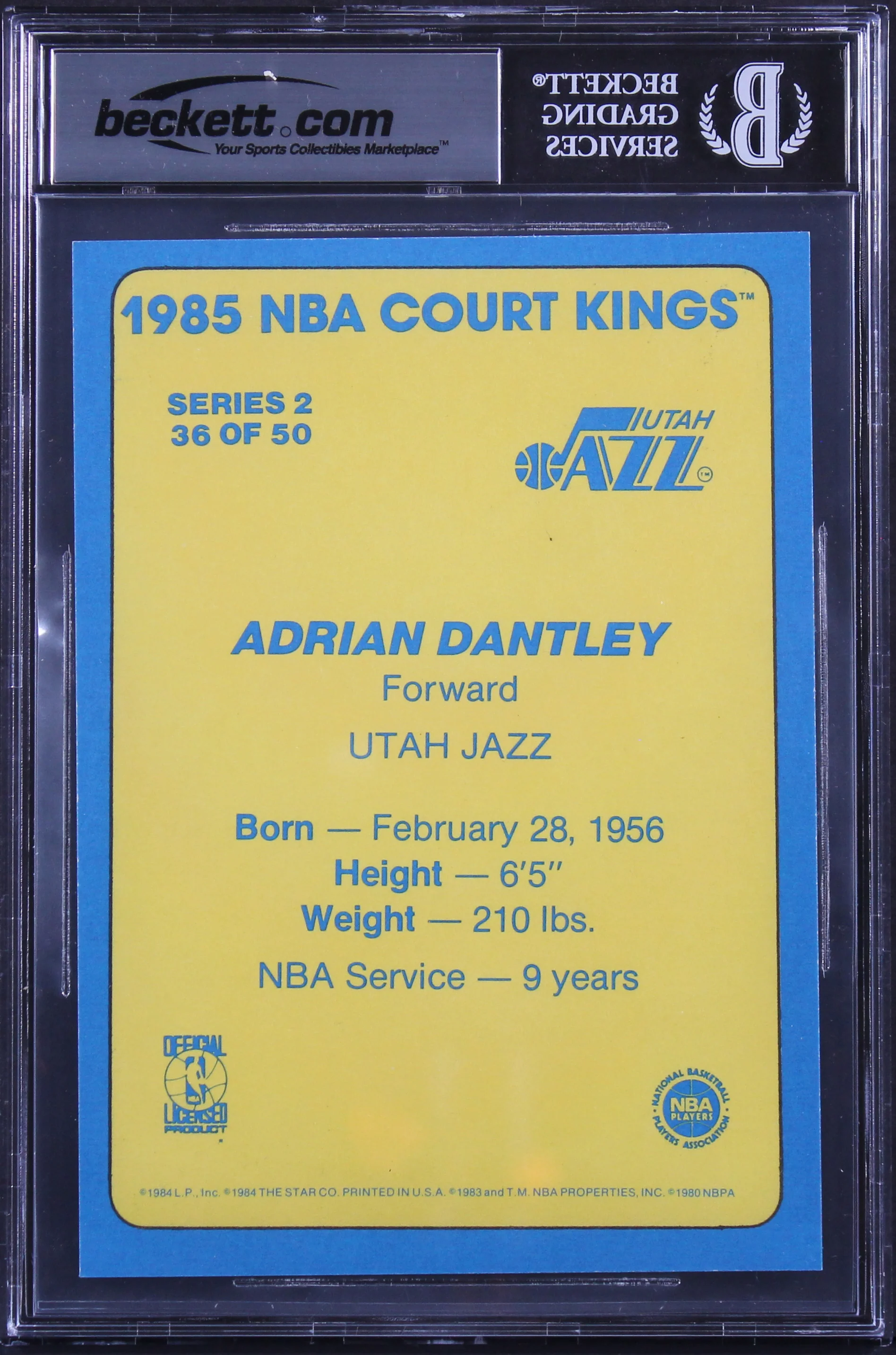 Jazz Adrian Dantley 3x Insc 1984 Star Court Kings 5x7 #36 Card Auto 10! BAS Slab - Image 3