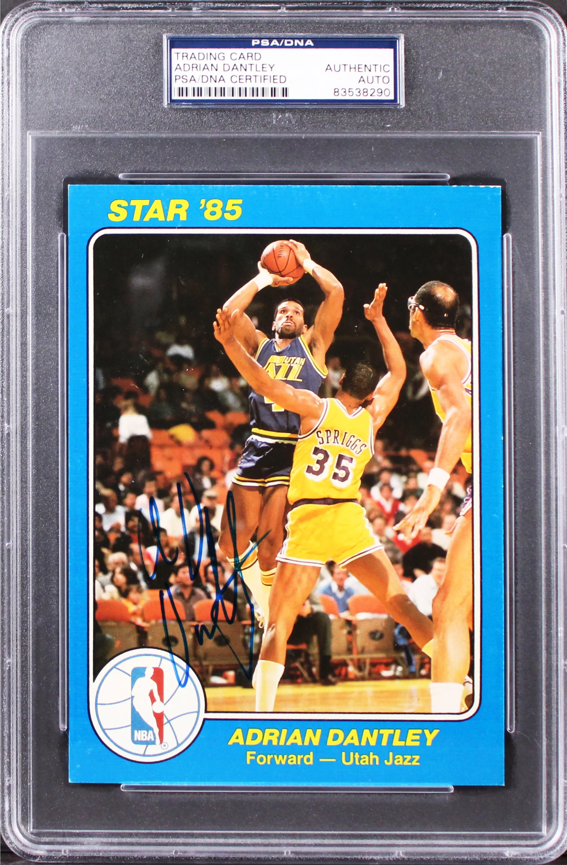 Jazz Adrian Dantley Signed 5x7 1985 Star NBA Court Kings #36 Card PSA/DNA Slab - Image 2