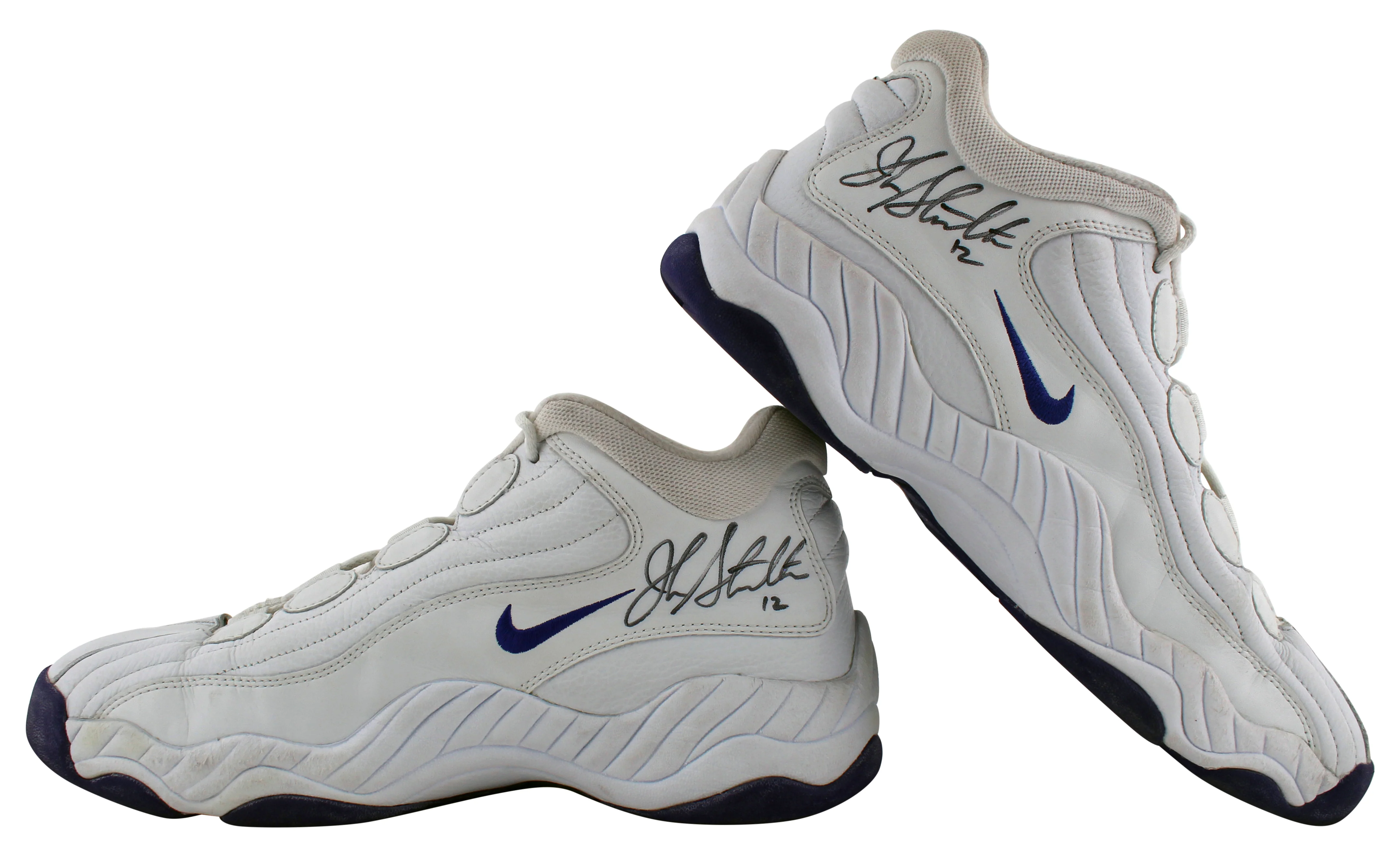 Jazz John Stockton Authentic Signed Game Used Nike Size 12.5 Shoes BAS #AA03719 - Image 2