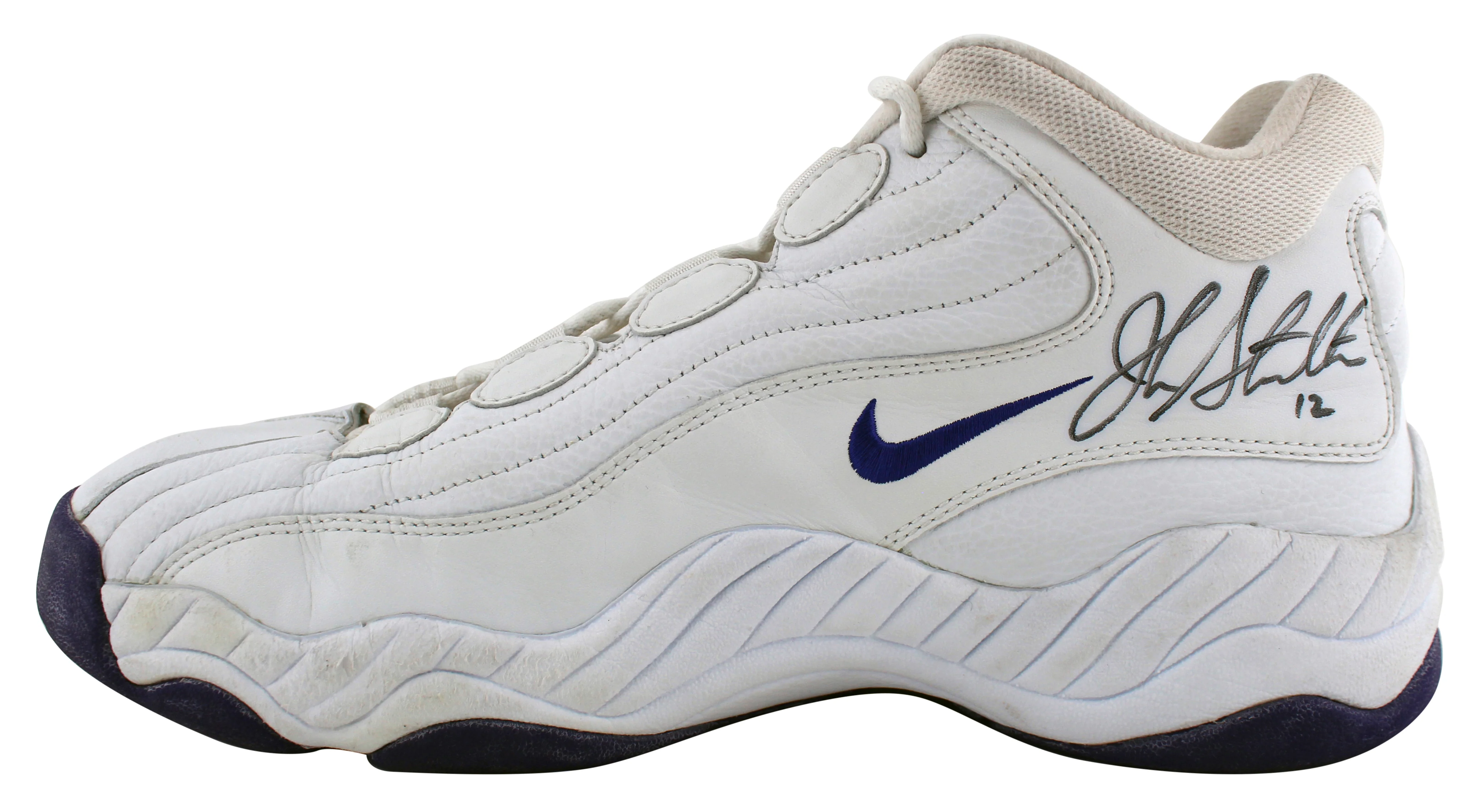 Jazz John Stockton Authentic Signed Game Used Nike Size 12.5 Shoes BAS #AA03719 - Image 3
