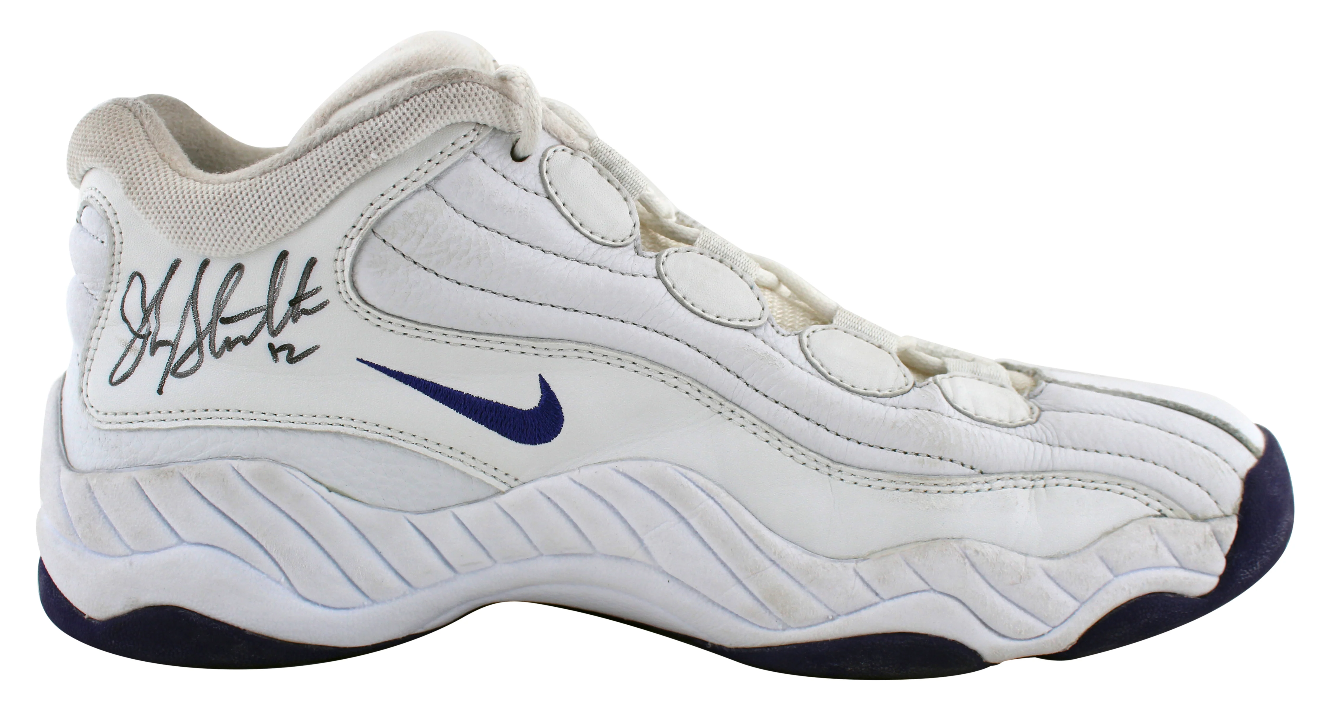 Jazz John Stockton Authentic Signed Game Used Nike Size 12.5 Shoes BAS #AA03719 - Image 5