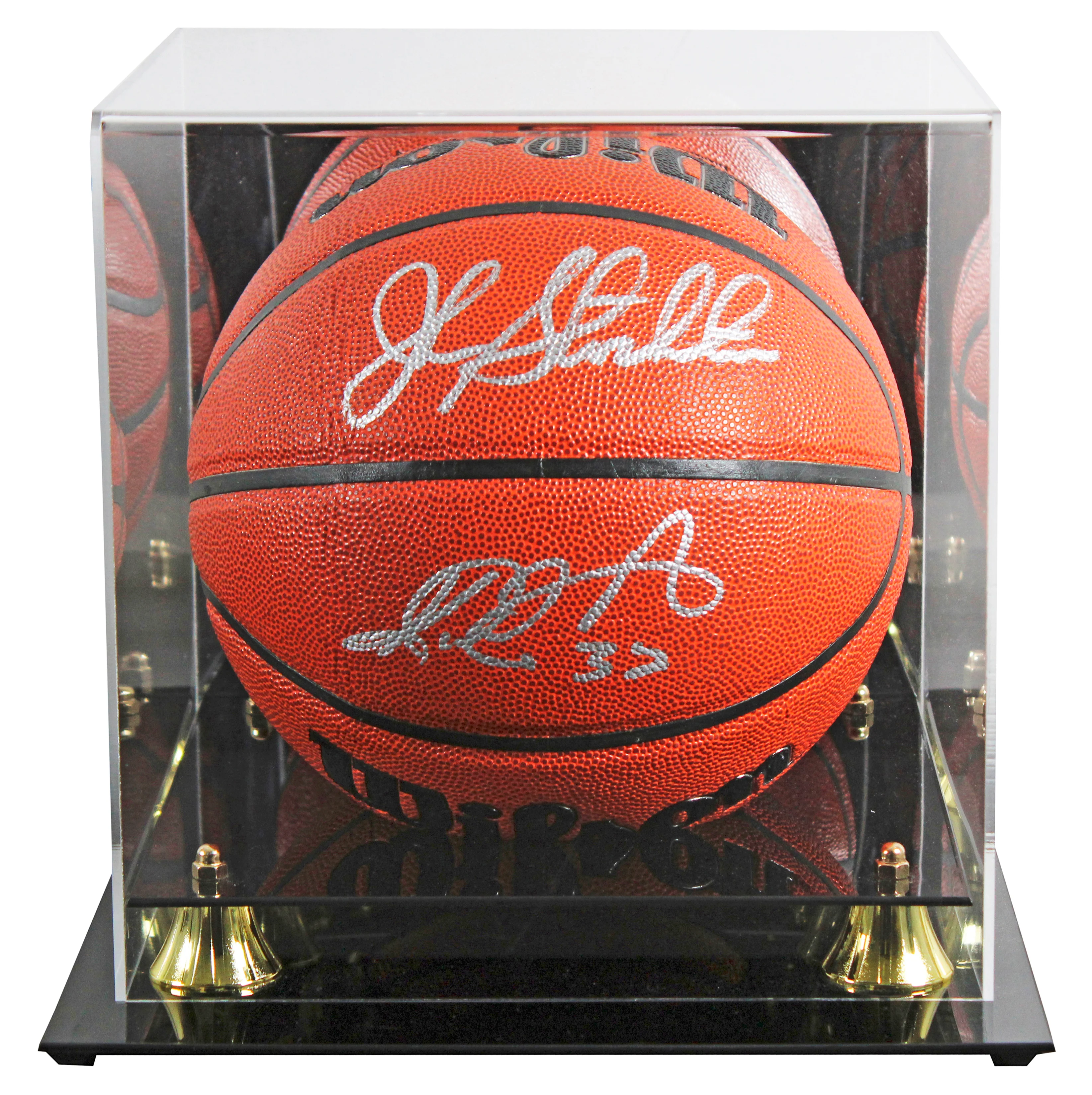 Jazz John Stockton & Karl Malone Signed Wilson Basketball w/ Case BAS Witnessed - Image 2