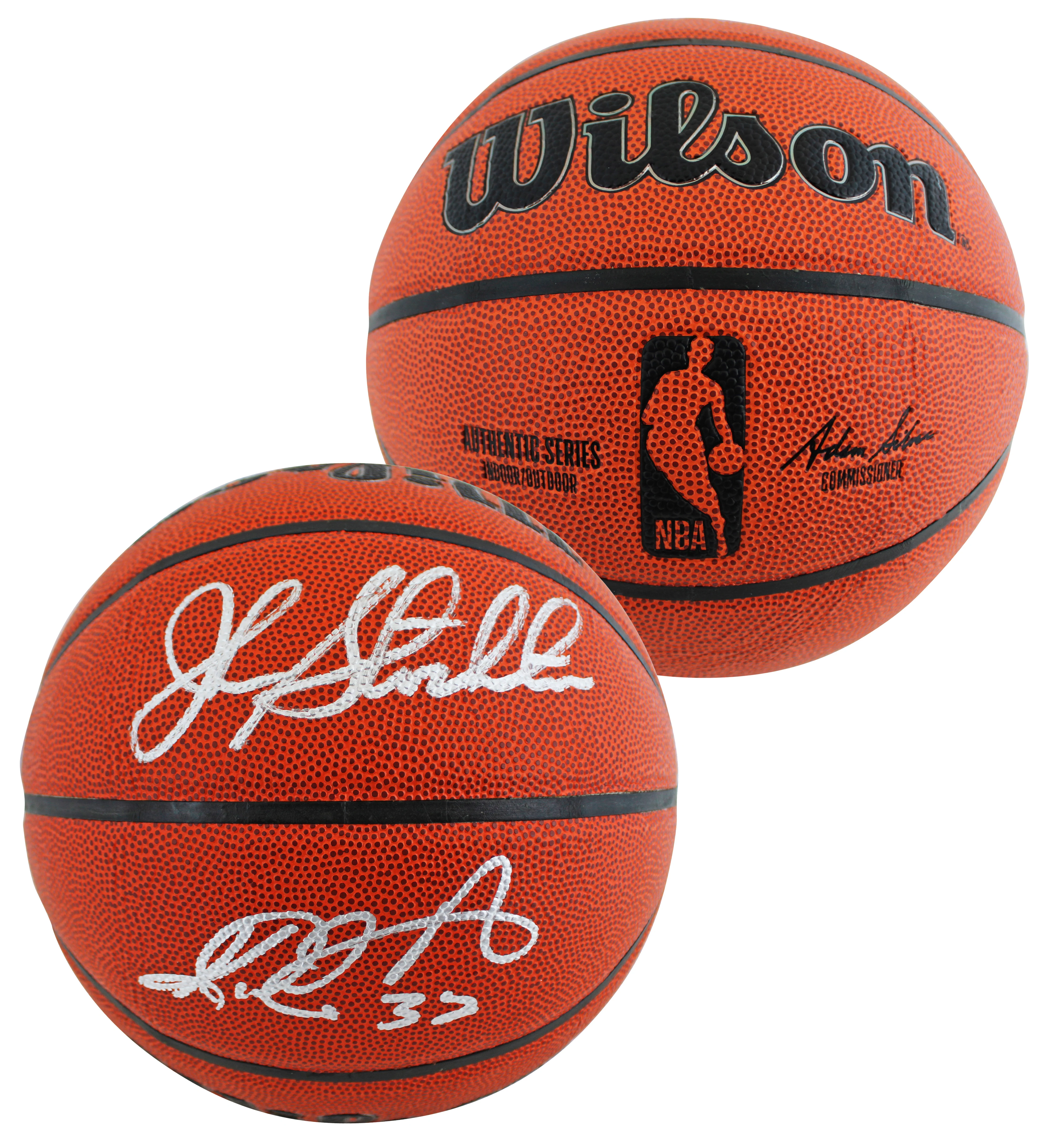 Jazz John Stockton & Karl Malone Signed Wilson Basketball w/ Case BAS Witnessed - Image 3
