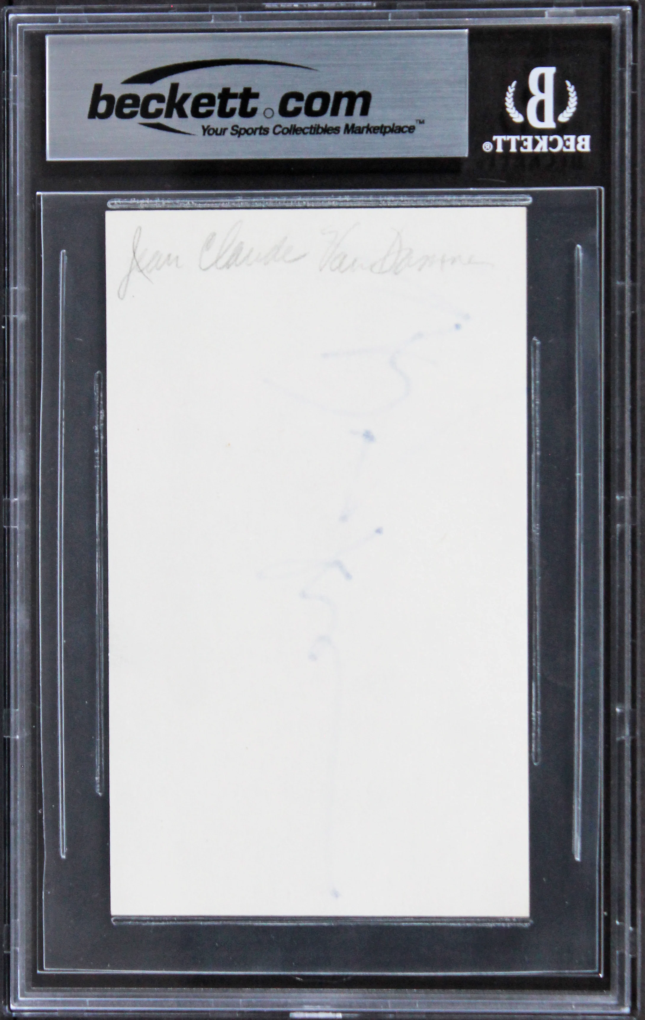 Jean-Claude Van Damme Double Impact Authentic Signed 3x5 Index Card BAS Slab 3 - Image 3
