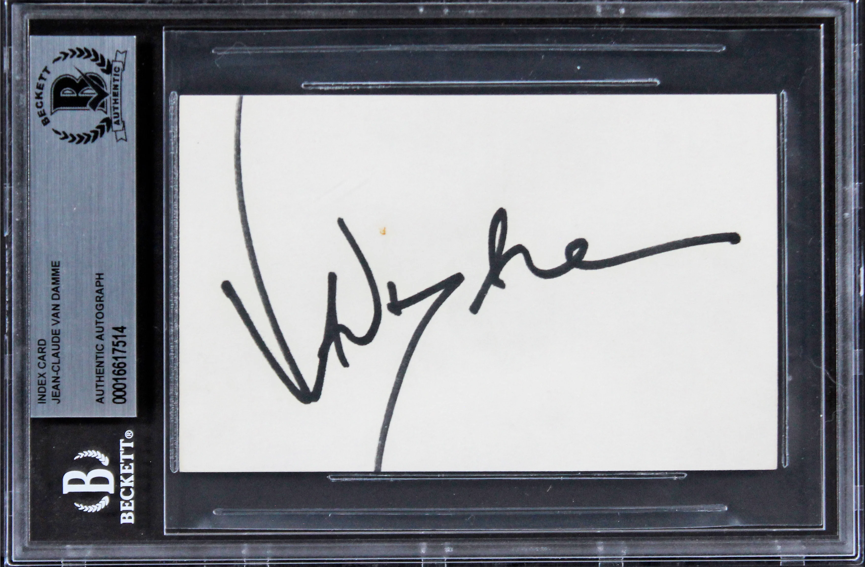 Jean-Claude Van Damme Double Impact Signed 3x5 Index Card BAS Slabbed 1 - Image 2