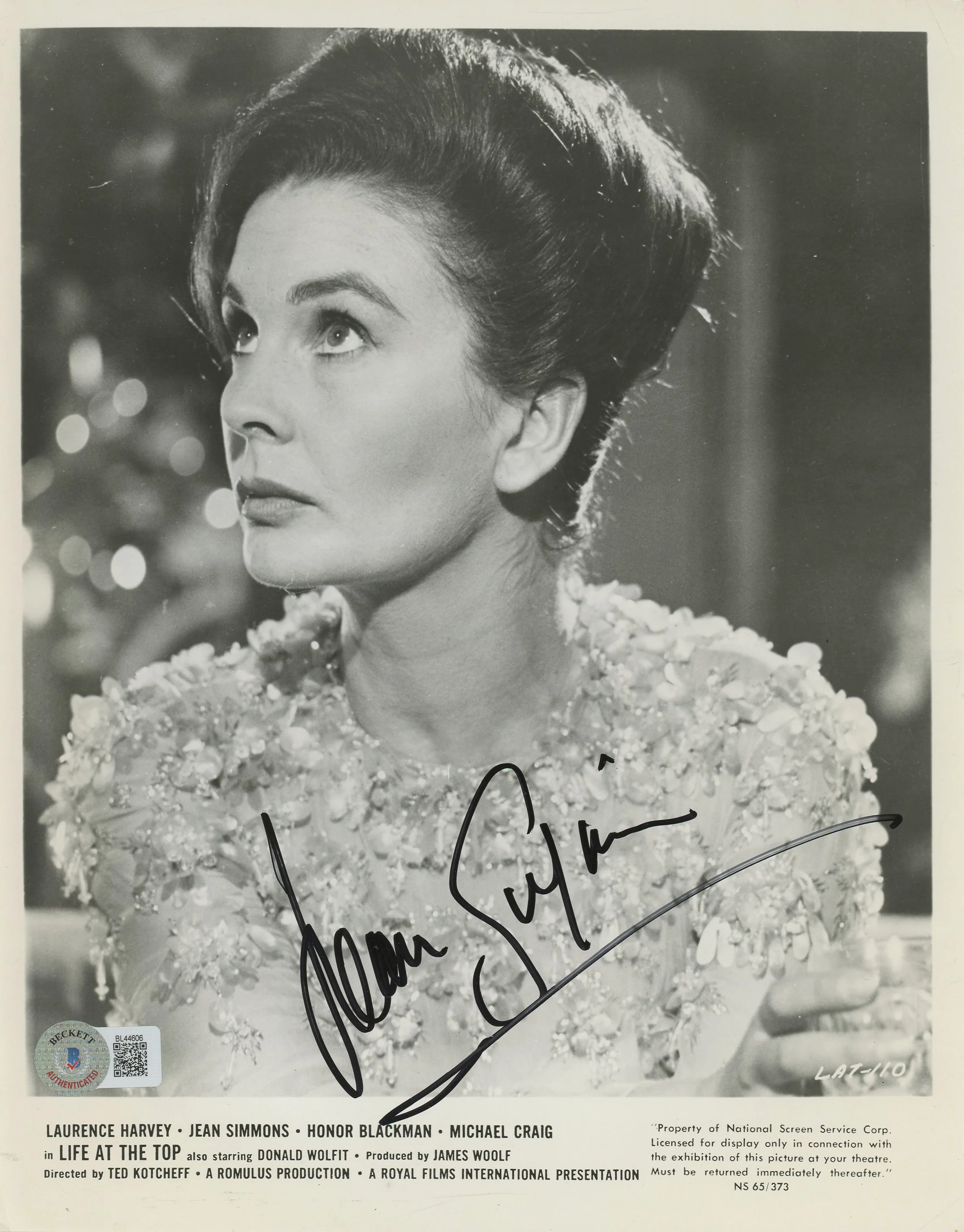 Jean Simmons Life at the Top Authentic Signed 8x10 Photo BAS #BL44606