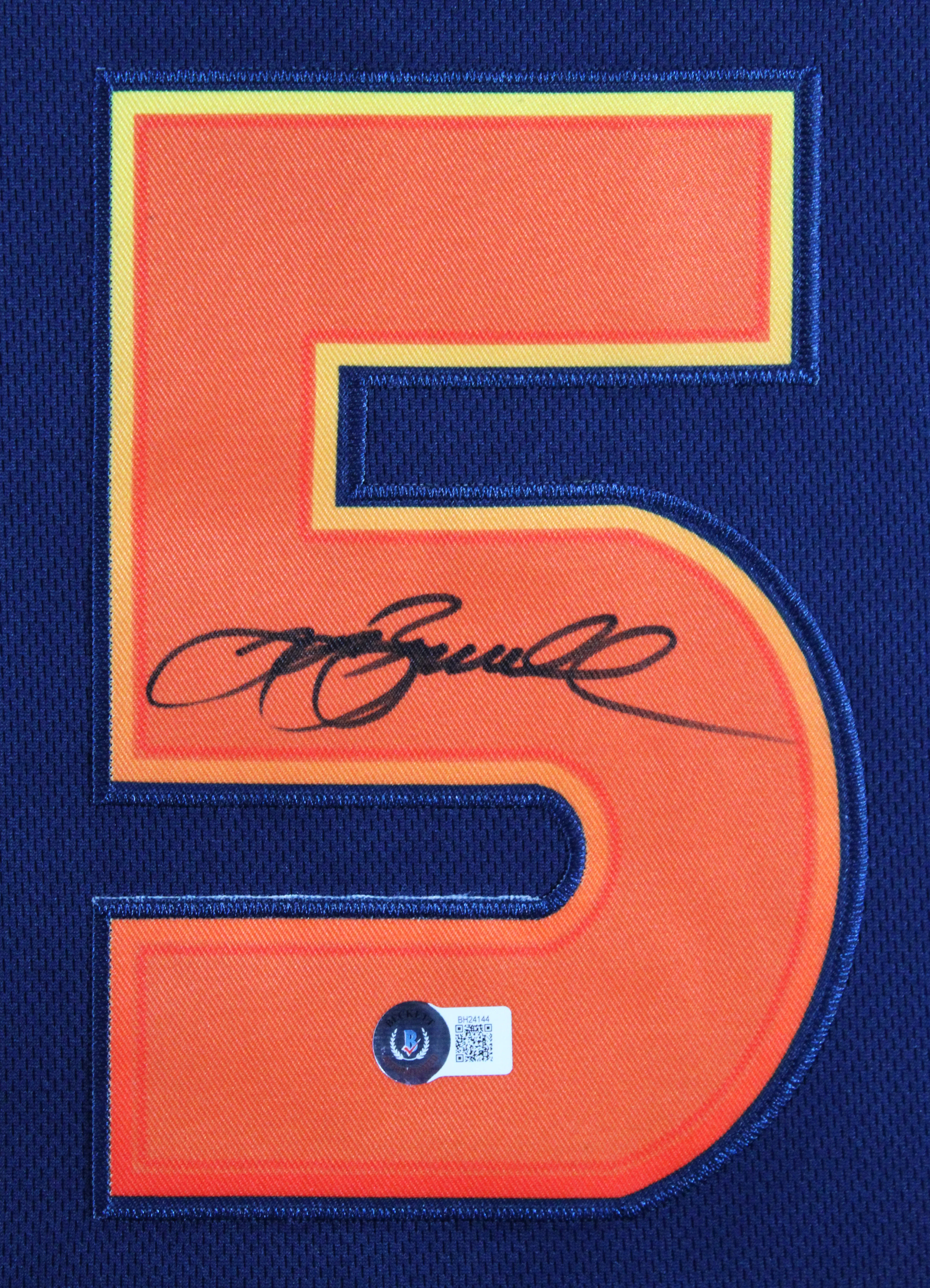 Jeff Bagwell Authentic Signed Navy Space City Framed Jersey BAS #BH24144 - Image 3
