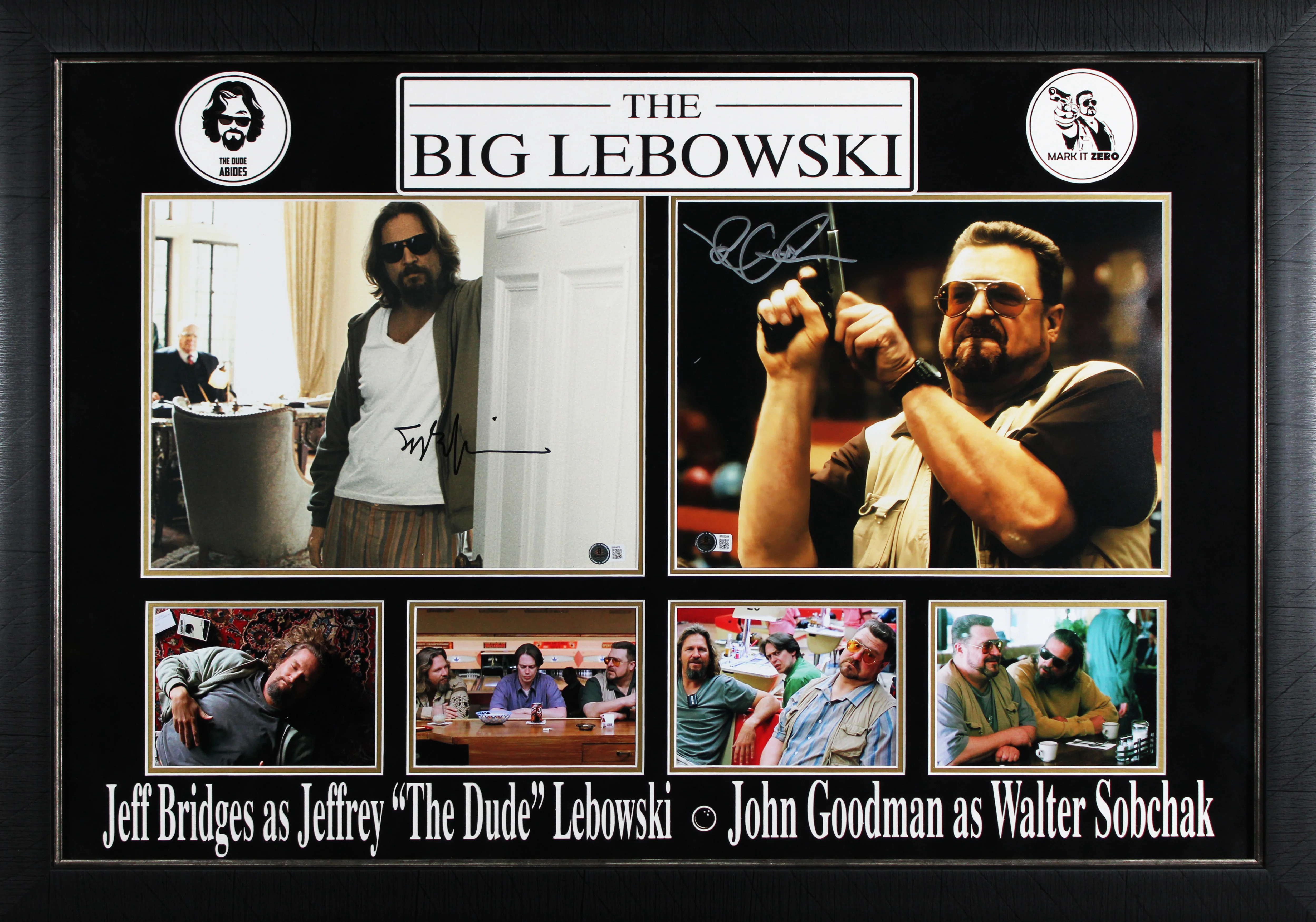 Jeff Bridges & John Goodman Big Lebowski Signed 11x14 Photo Framed Display BAS - Image 2
