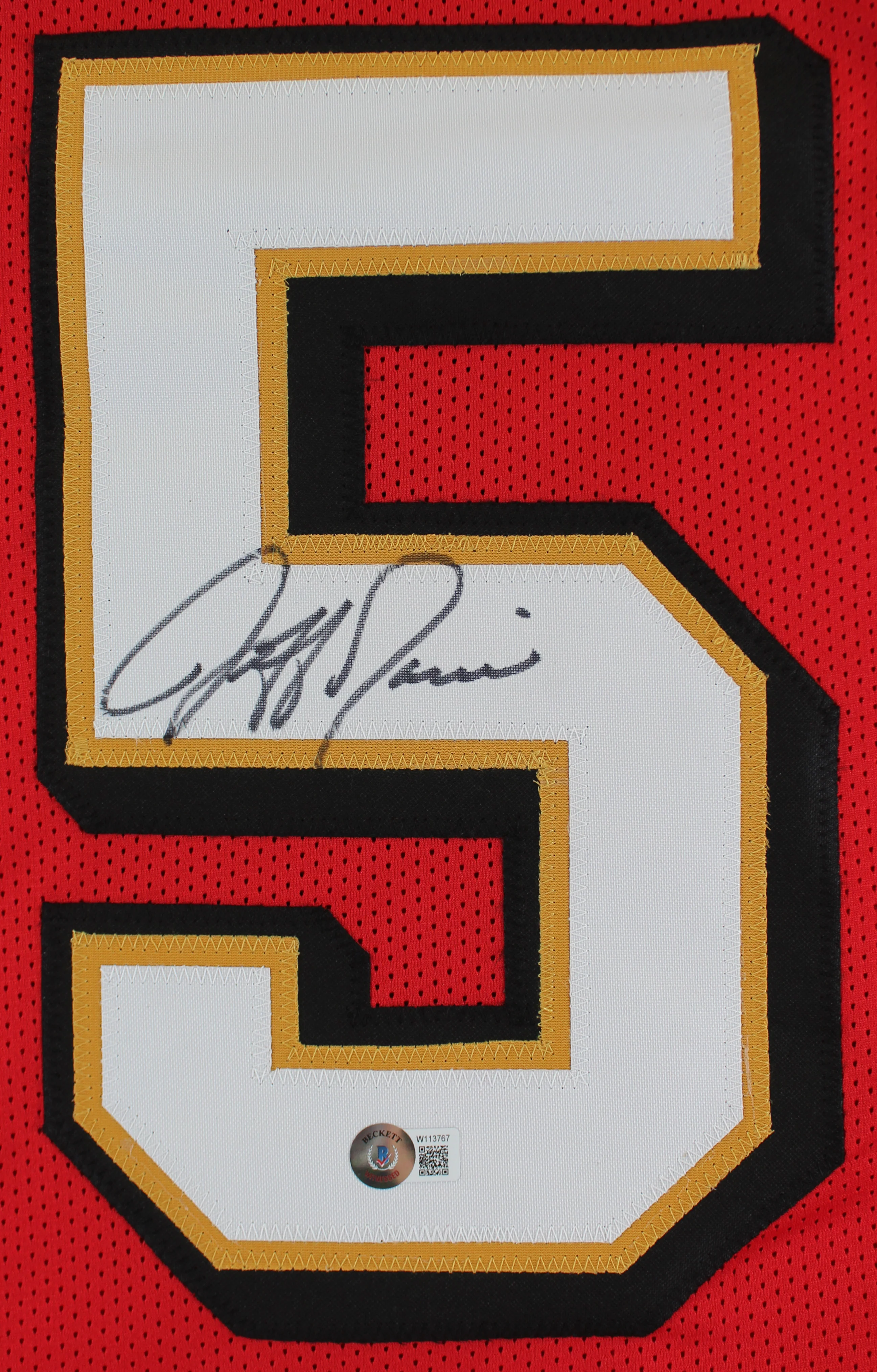 Jeff Garcia Authentic Signed Red Pro Style Jersey w/ Drop Shadow BAS Witnessed - Image 3