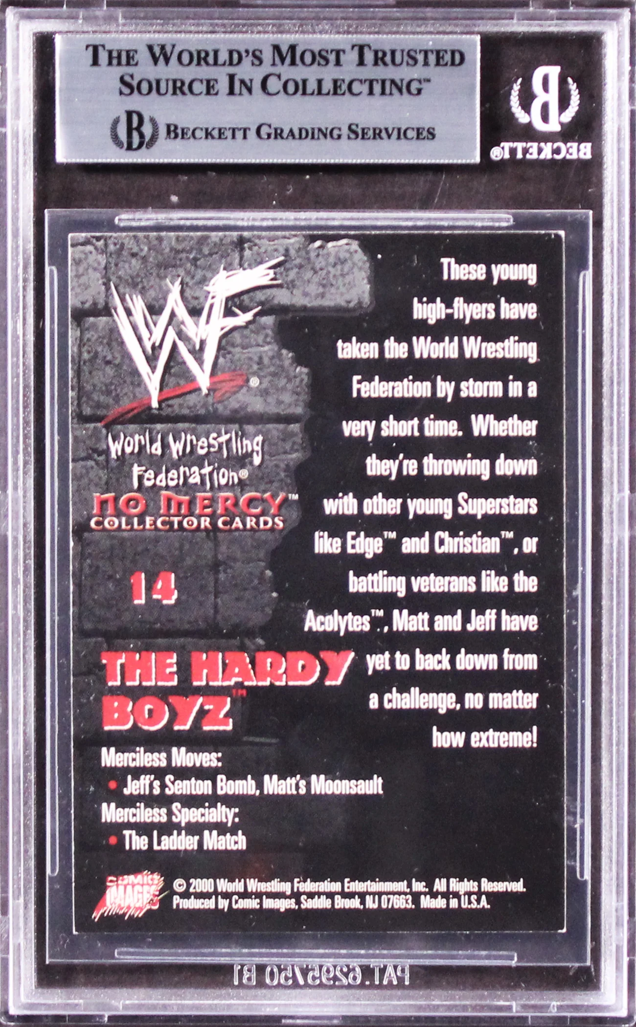 Jeff Hardy & Matt Hardy Signed 2000 Comic Images WWF No Mercy Card BAS Slabbed - Image 3